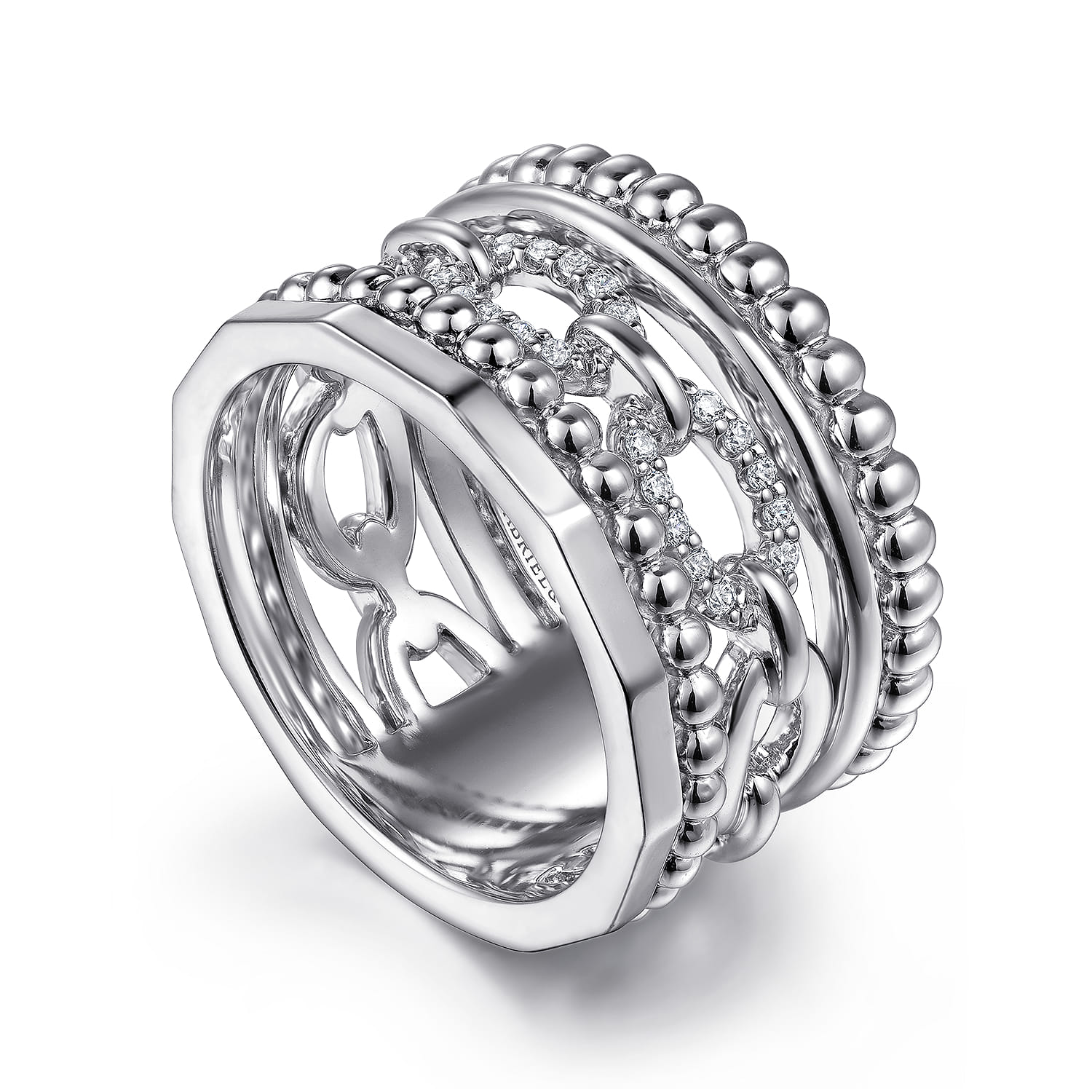 Bujukan White Sapphire Easy Stackable Ring in Sterling Silver, photograph 3