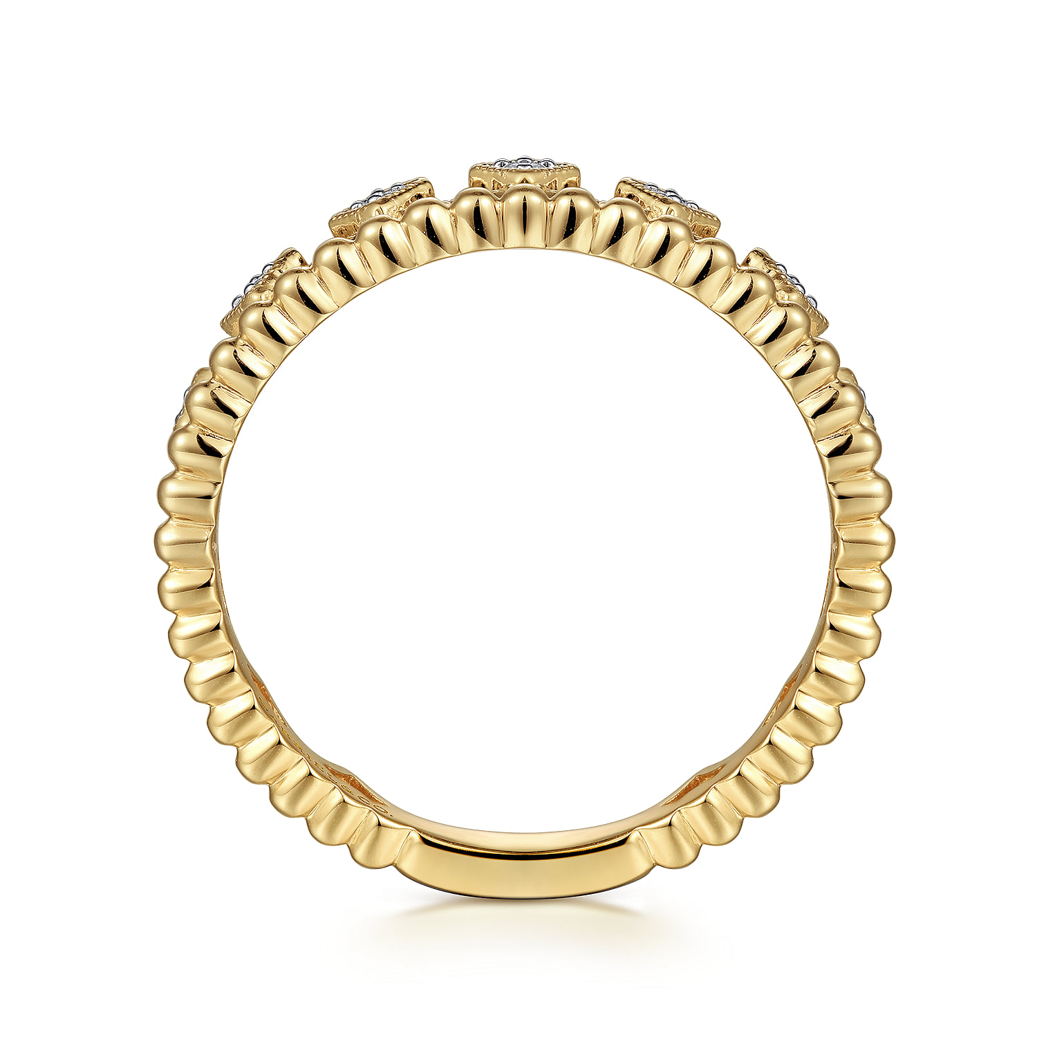 Diamond Crown Ring in 14K Yellow Gold, photograph 2