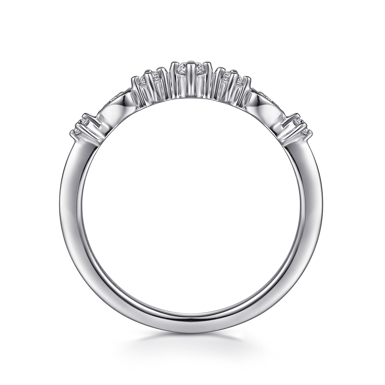 Single Prong Diamond Station Ring in 14K White Gold, photograph 2