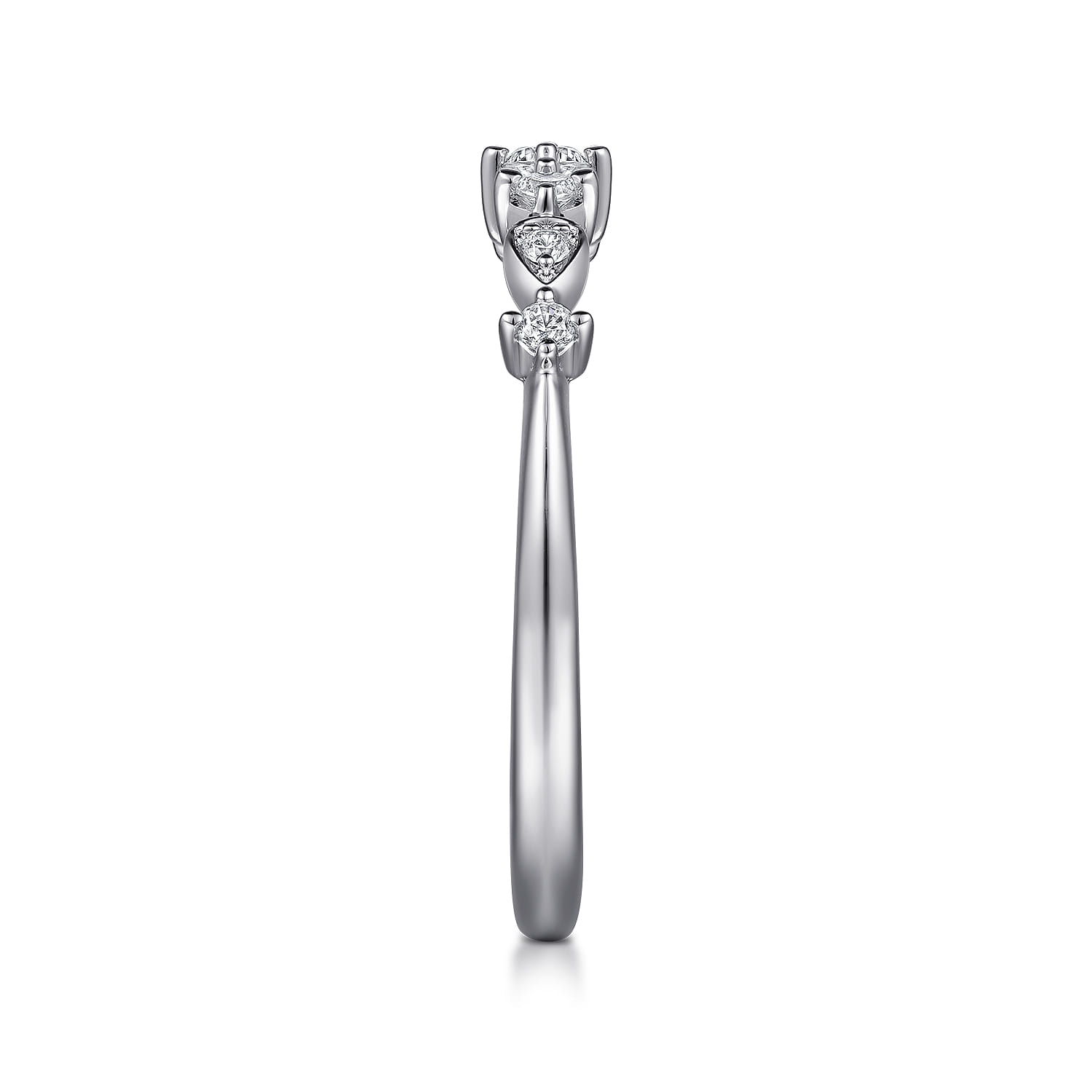 Single Prong Diamond Station Ring in 14K White Gold, photograph 4
