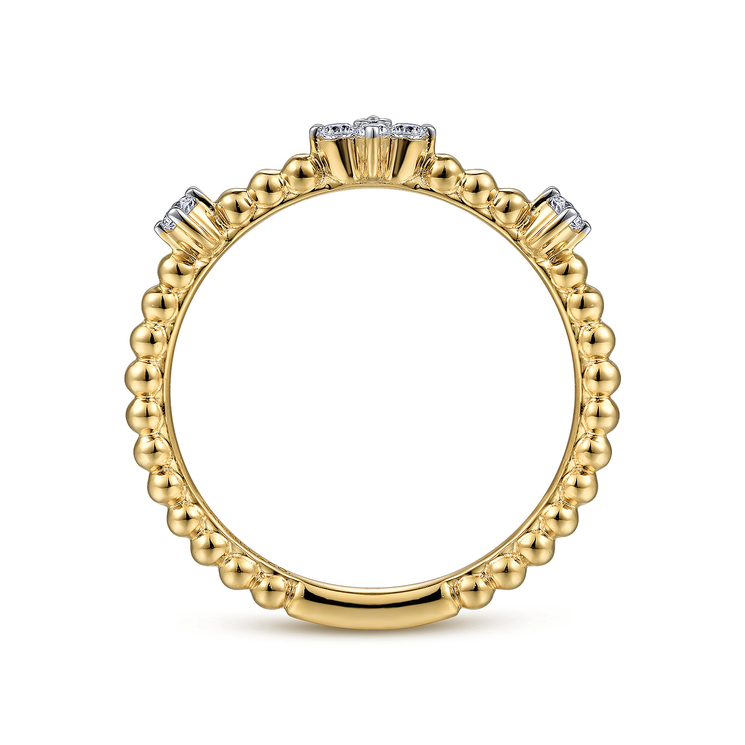 Diamond Station Bujukan Stackable Ring in 14K Yellow Gold, photograph 2