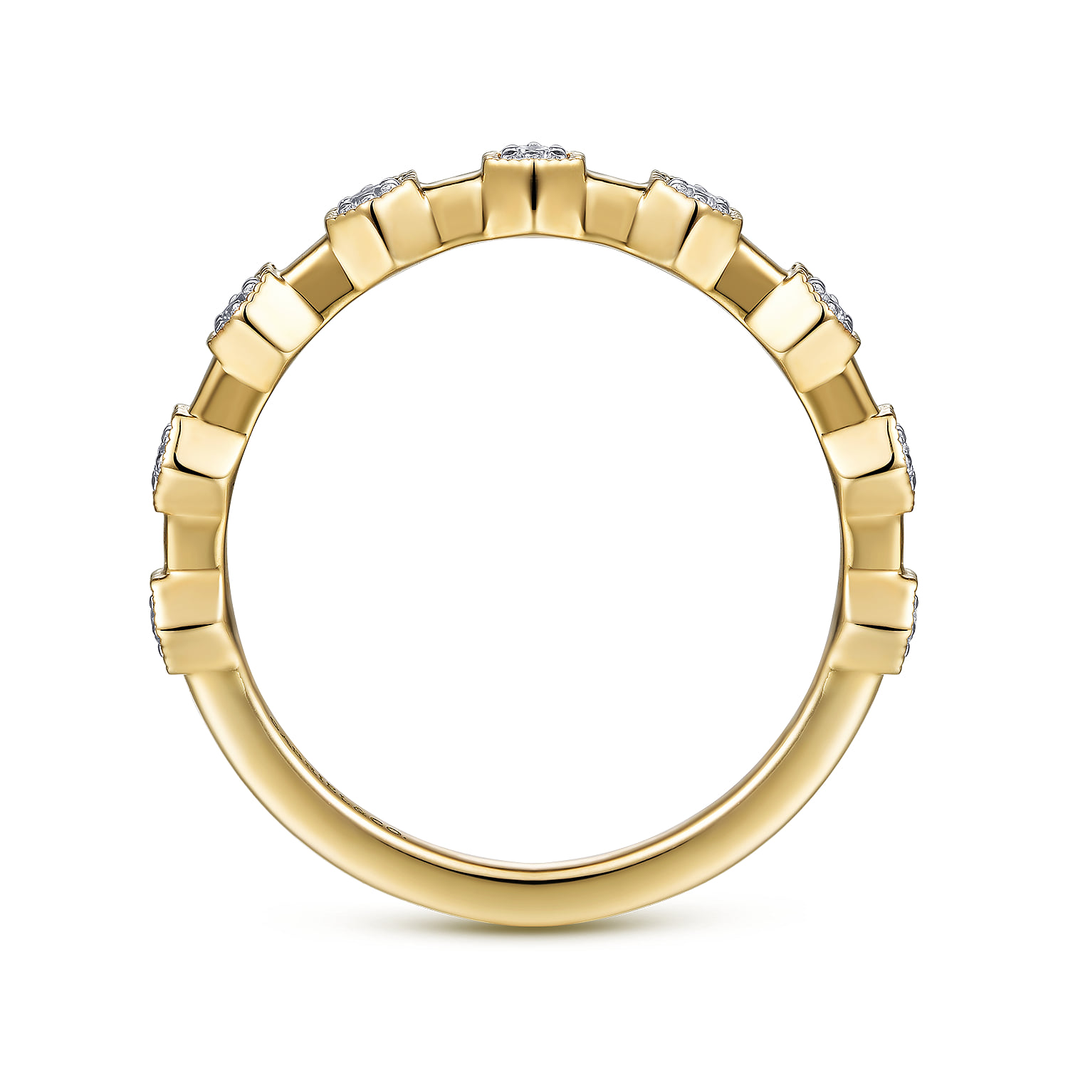 Diamond Station Stackable Ring in 14K Yellow Gold, photograph 2
