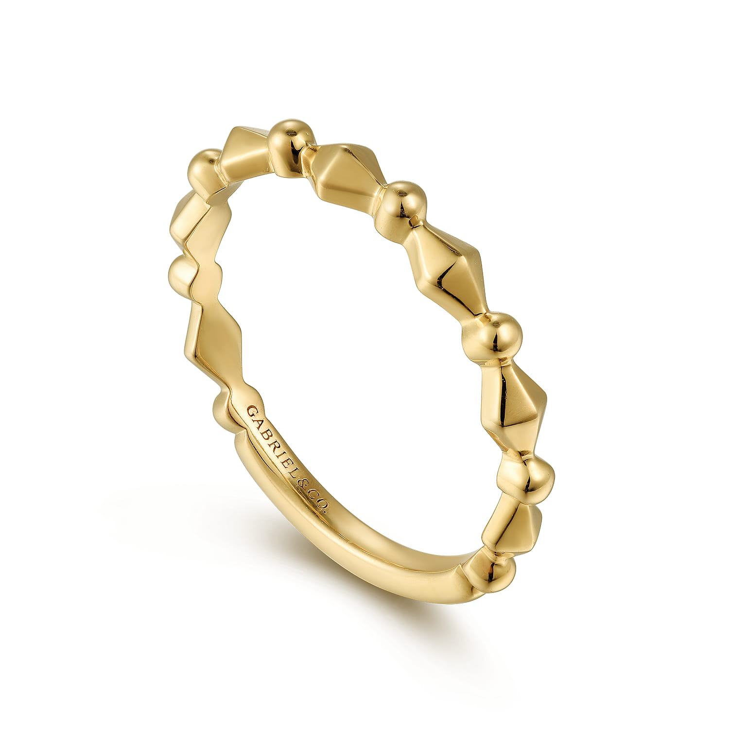 Geometric Station Stackable Ring in 14K Yellow Gold, photograph 3