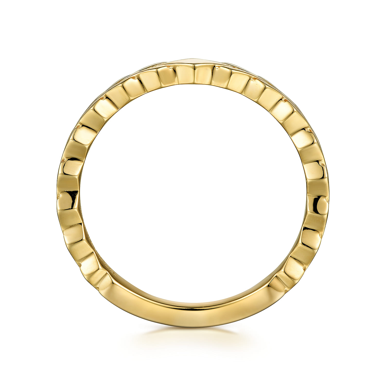 Chevron Station Ring in 14K Yellow Gold, photograph 2