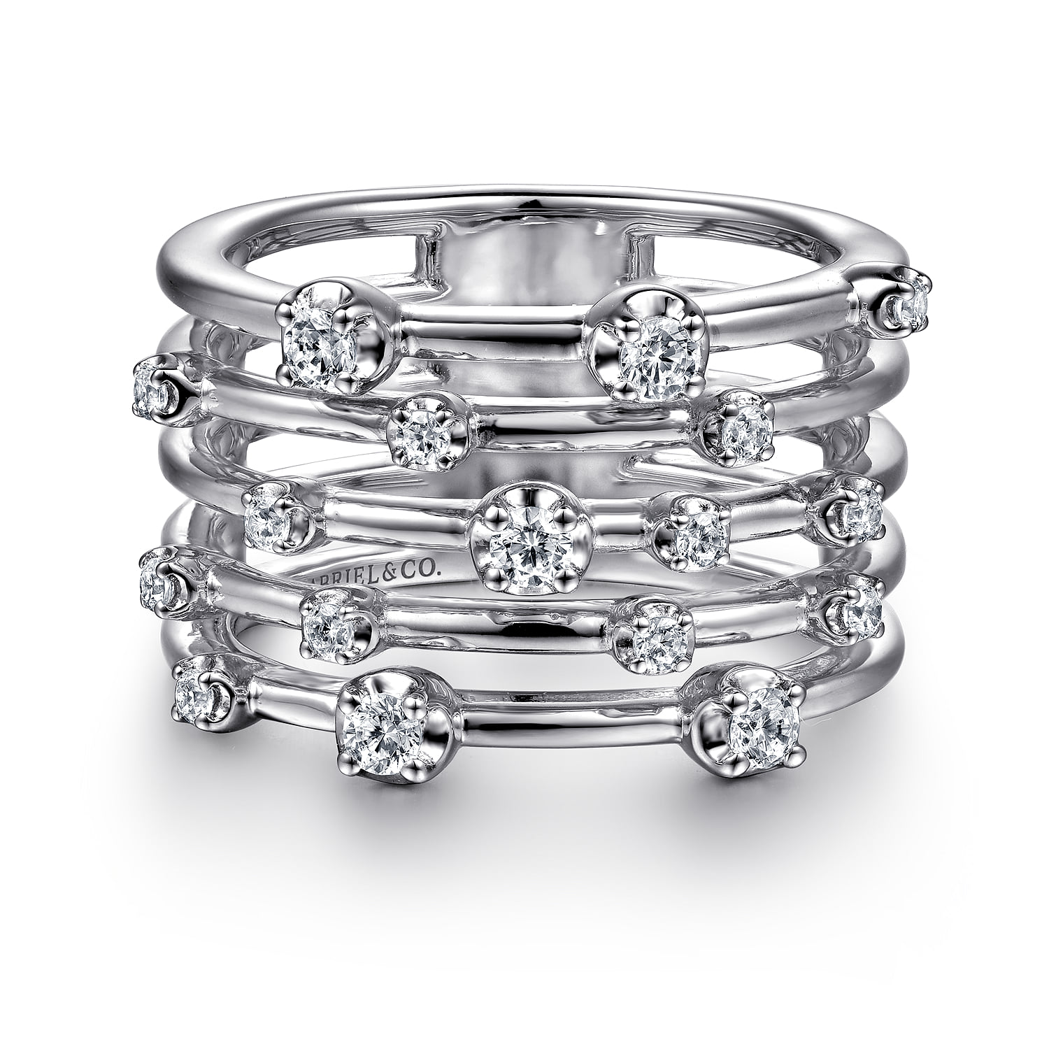 Multi Row Diamond Wide Band Ring