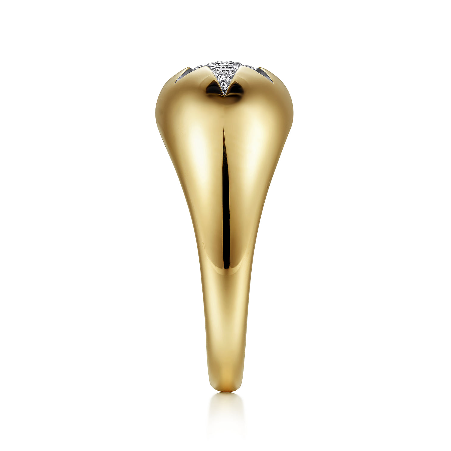 Domed Diamond Star Ring in 14K Yellow Gold, photograph 4
