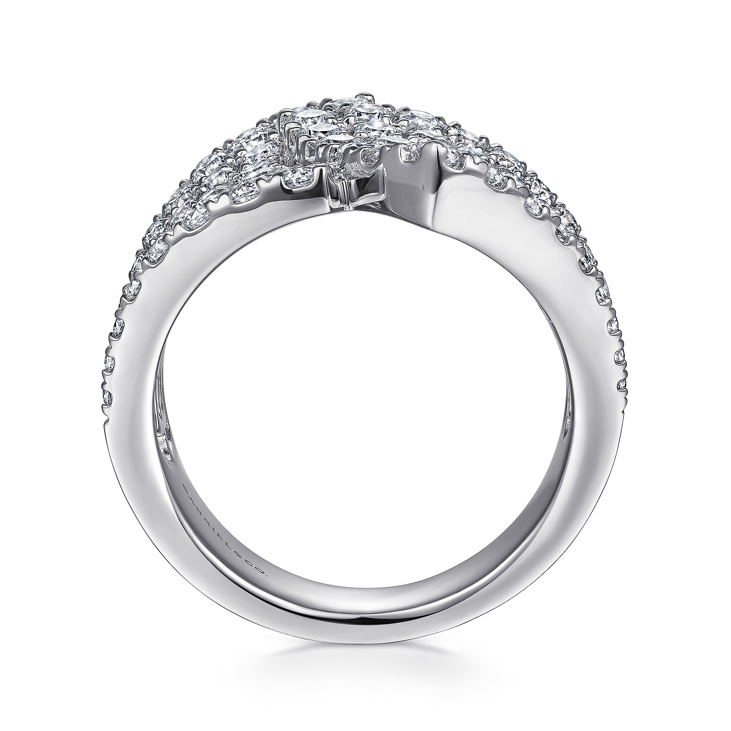 Diamond Pave Wide band Ring in 14K White Gold, photograph 2