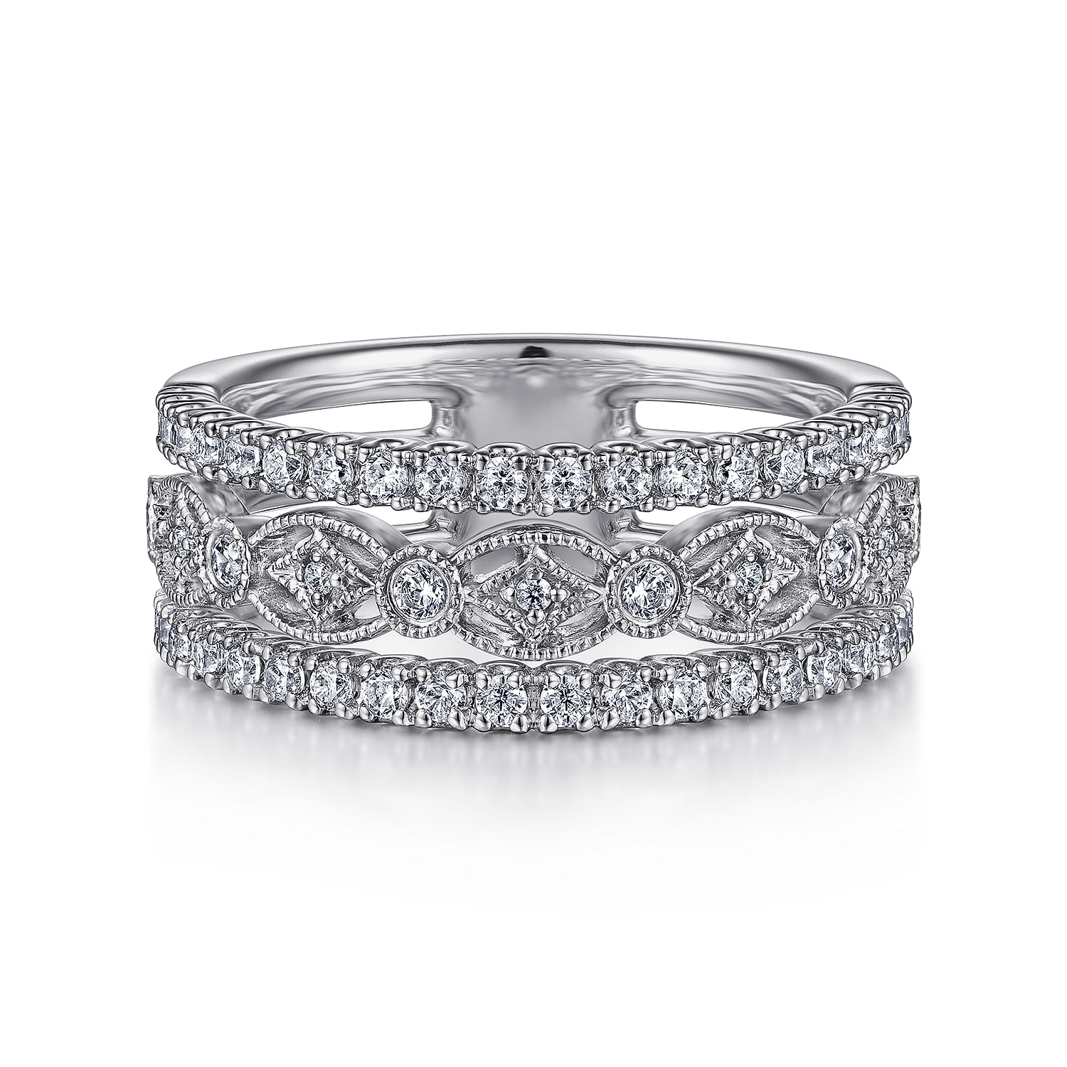 Vintage Inspired Diamond Ring in 14K White Gold