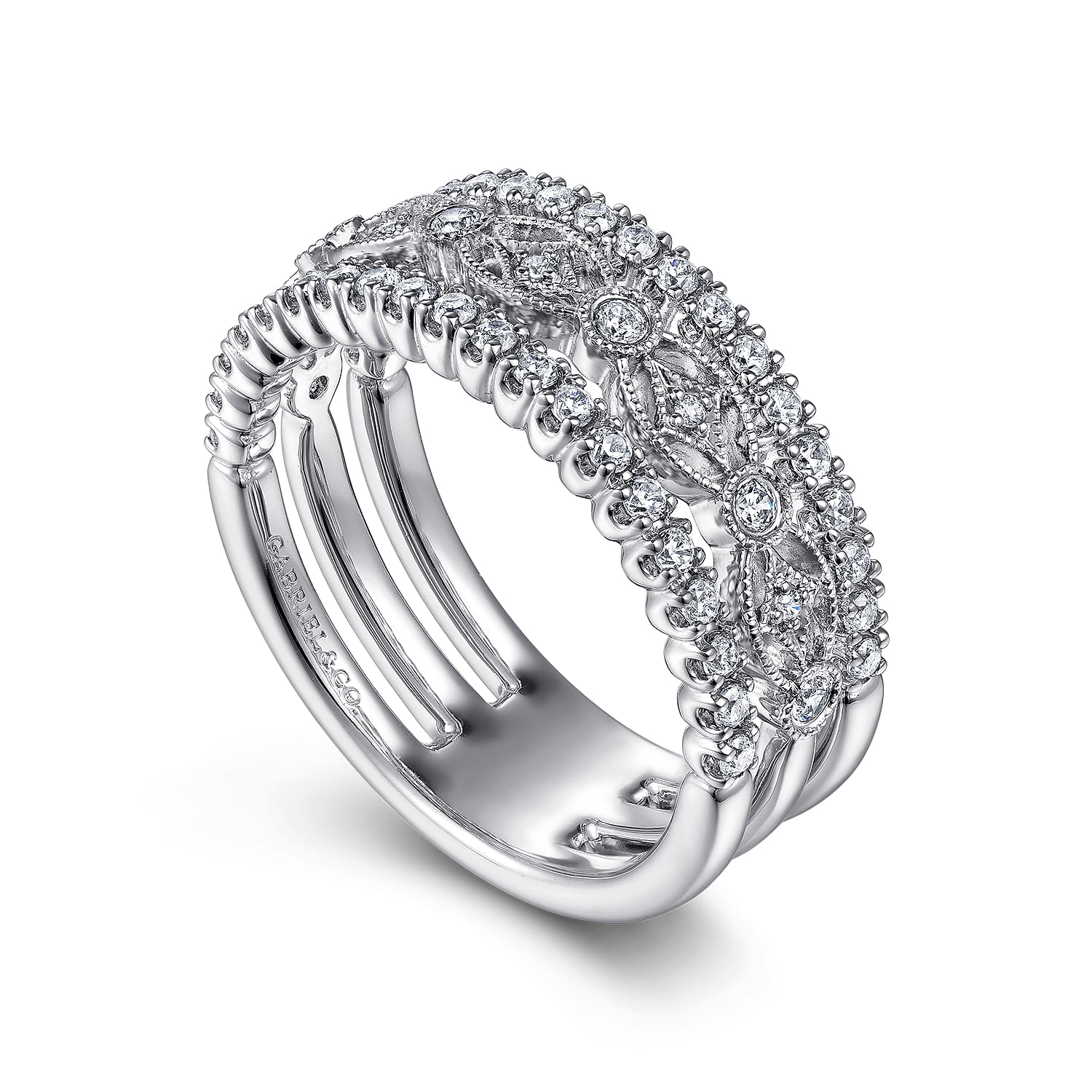 Vintage Inspired Diamond Ring in 14K White Gold, photograph 3