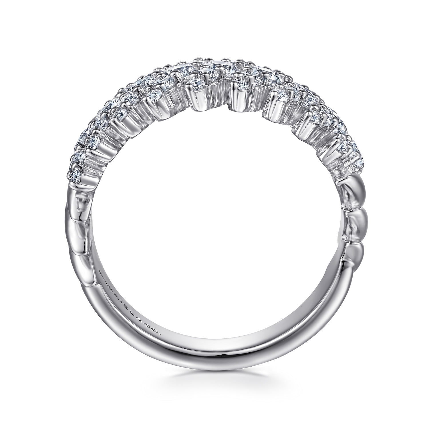 Wide Diamond Statement Ring in 14K White Gold, photograph 2