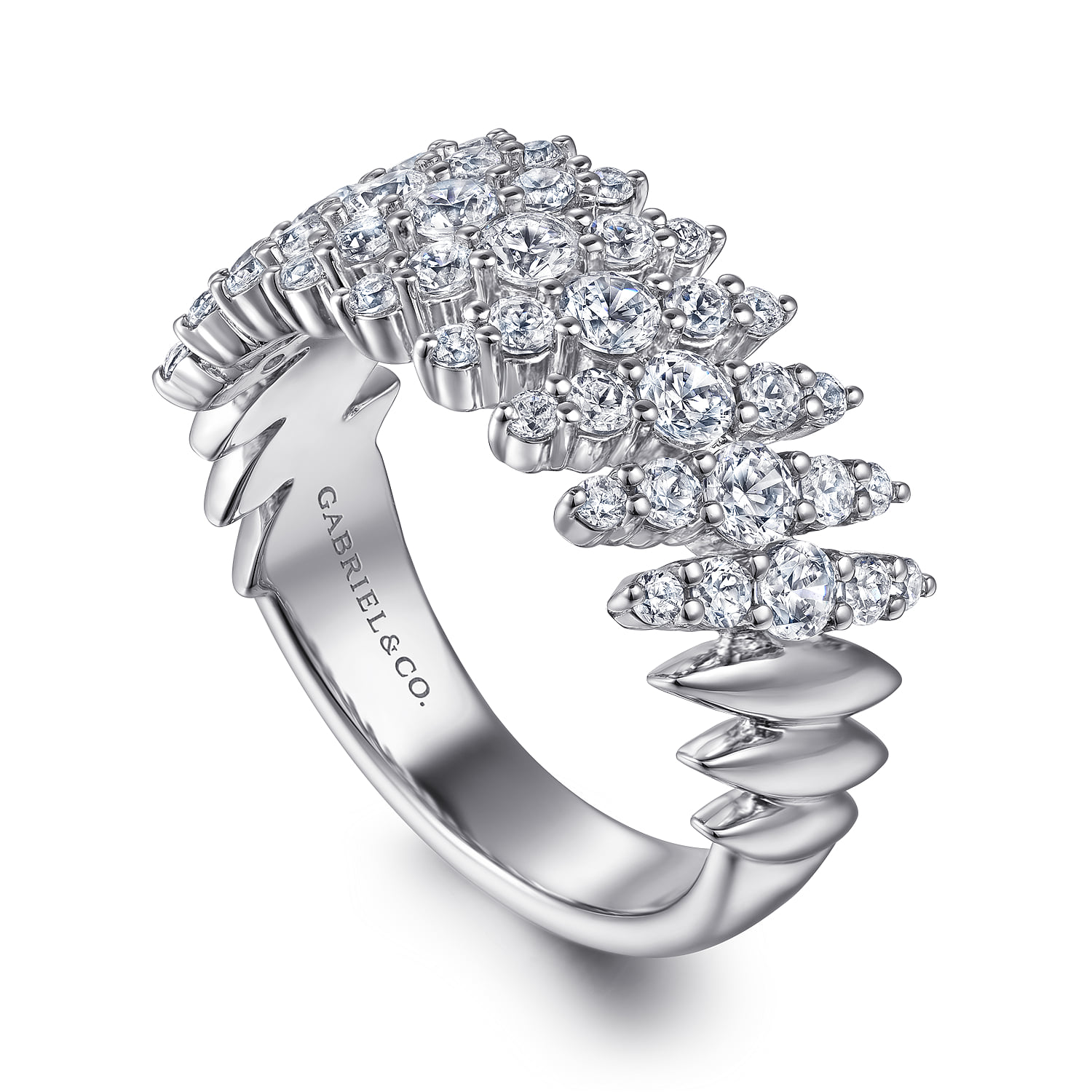 Wide Diamond Statement Ring in 14K White Gold, photograph 3