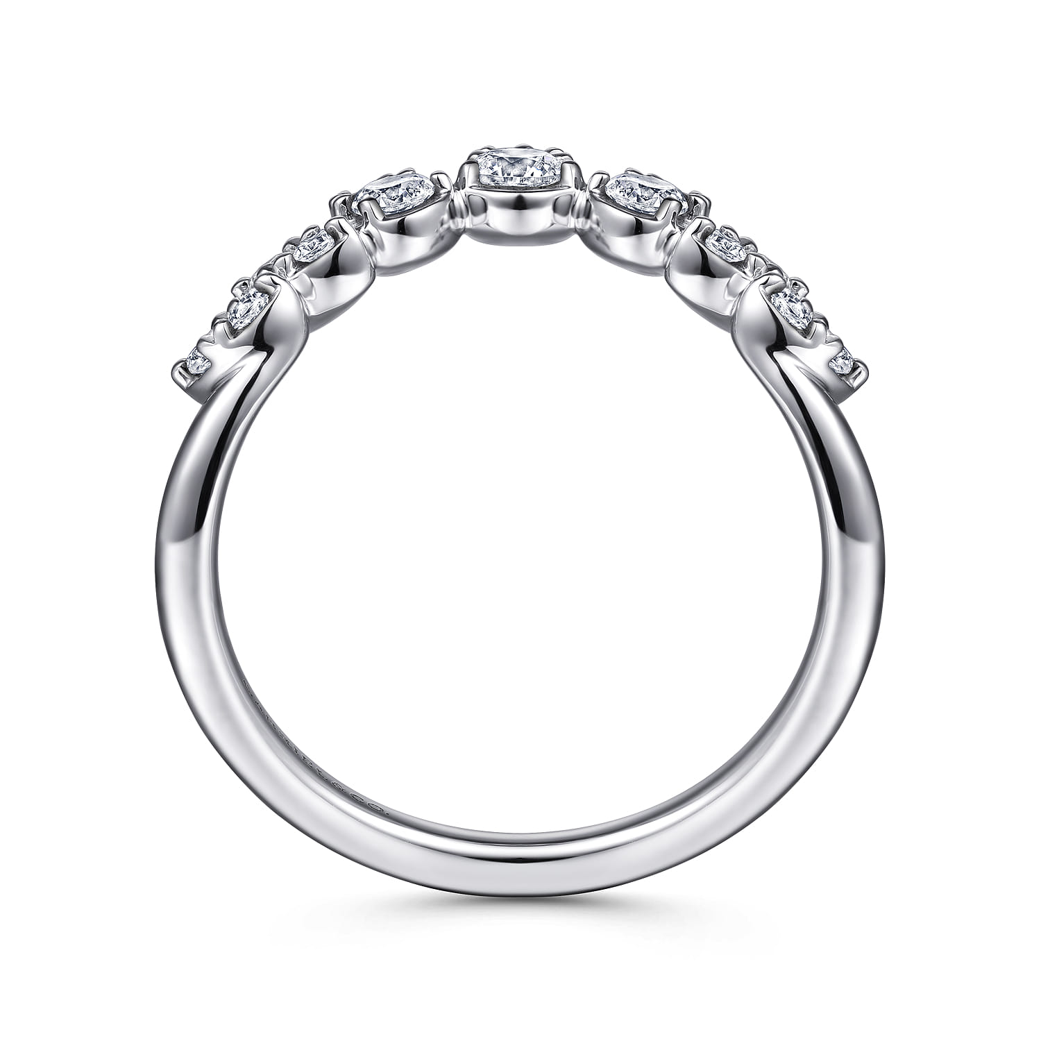Diamond Chevron Ring in 14K White Gold, photograph 2