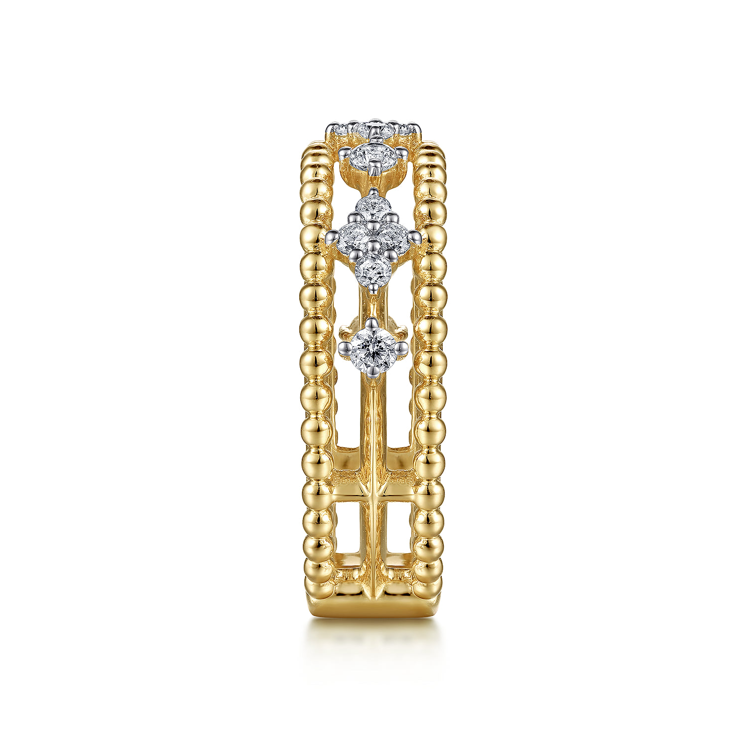 Diamond and Bujukan Bead Easy Stackable Ring in 14K Yellow Gold, photograph 4