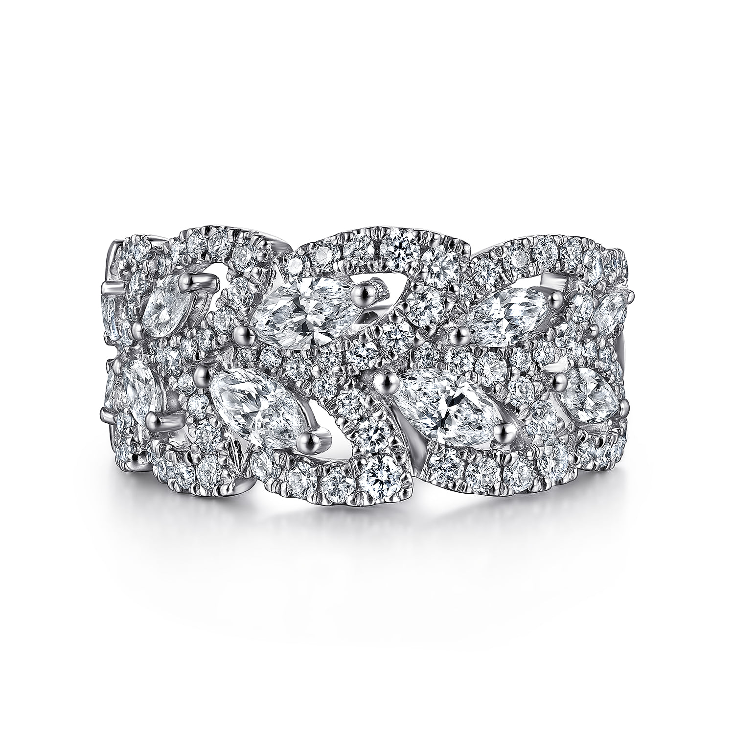 Diamond Pattern Wide Band Ring