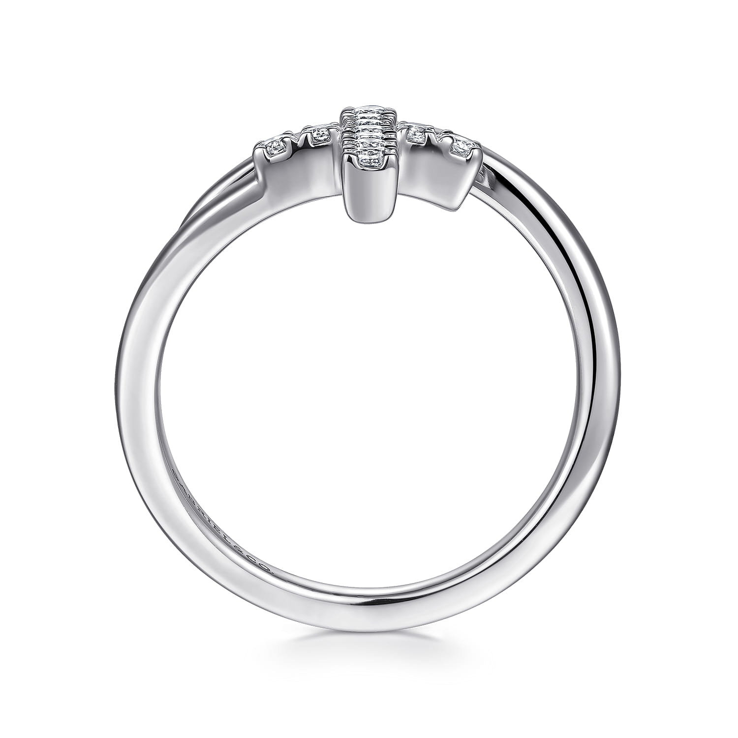 Diamond Cross Bypass Ring in 14K White Gold, photograph 2