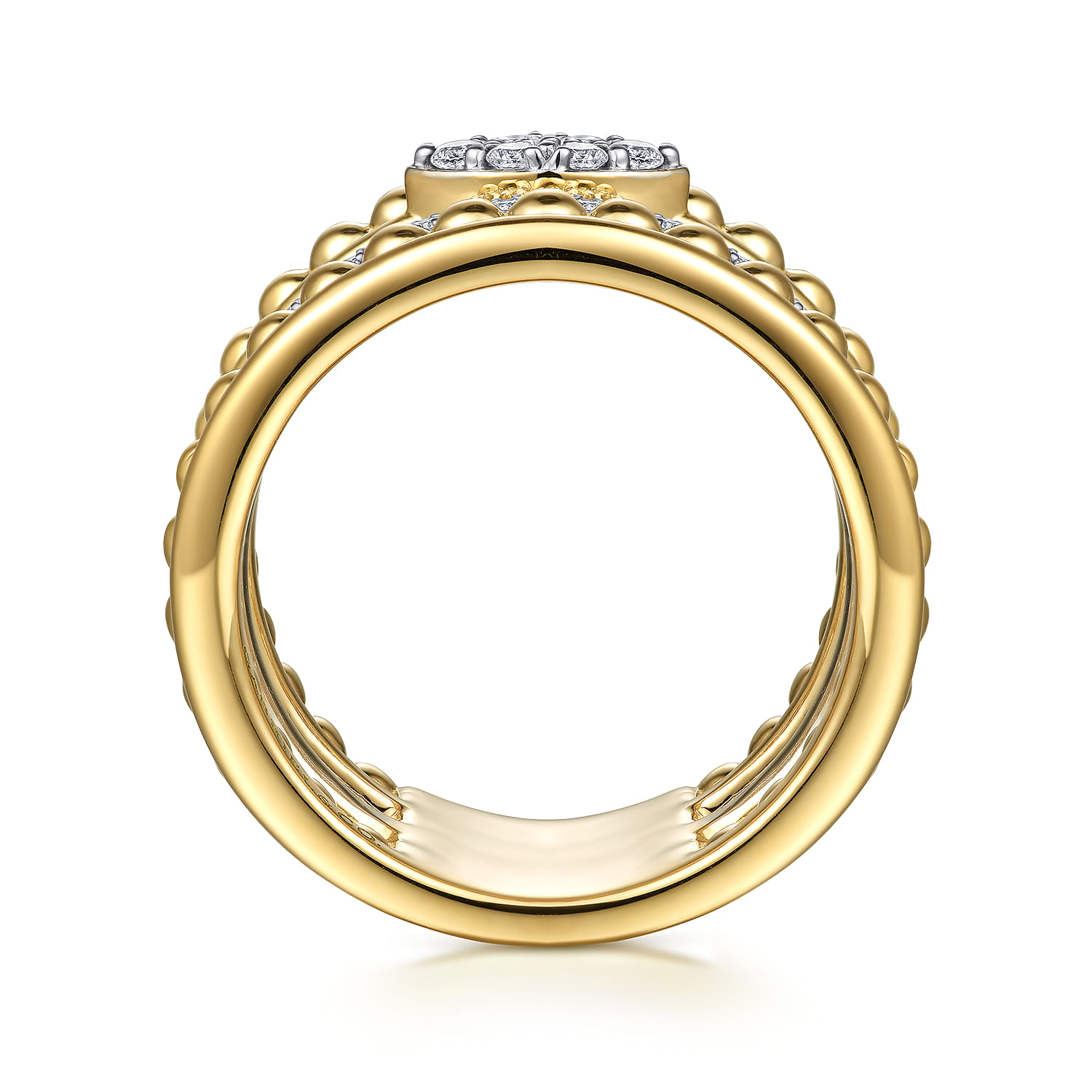 Bujukan And Diamond Easy Stackable Ring in 14K White/Yellow Gold, photograph 2