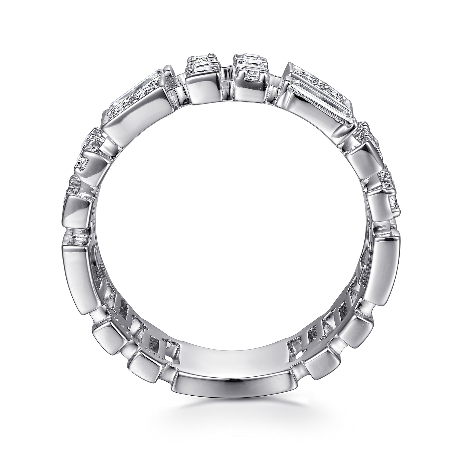 Diamond Wide Band Ring in 14K White Gold, photograph 2