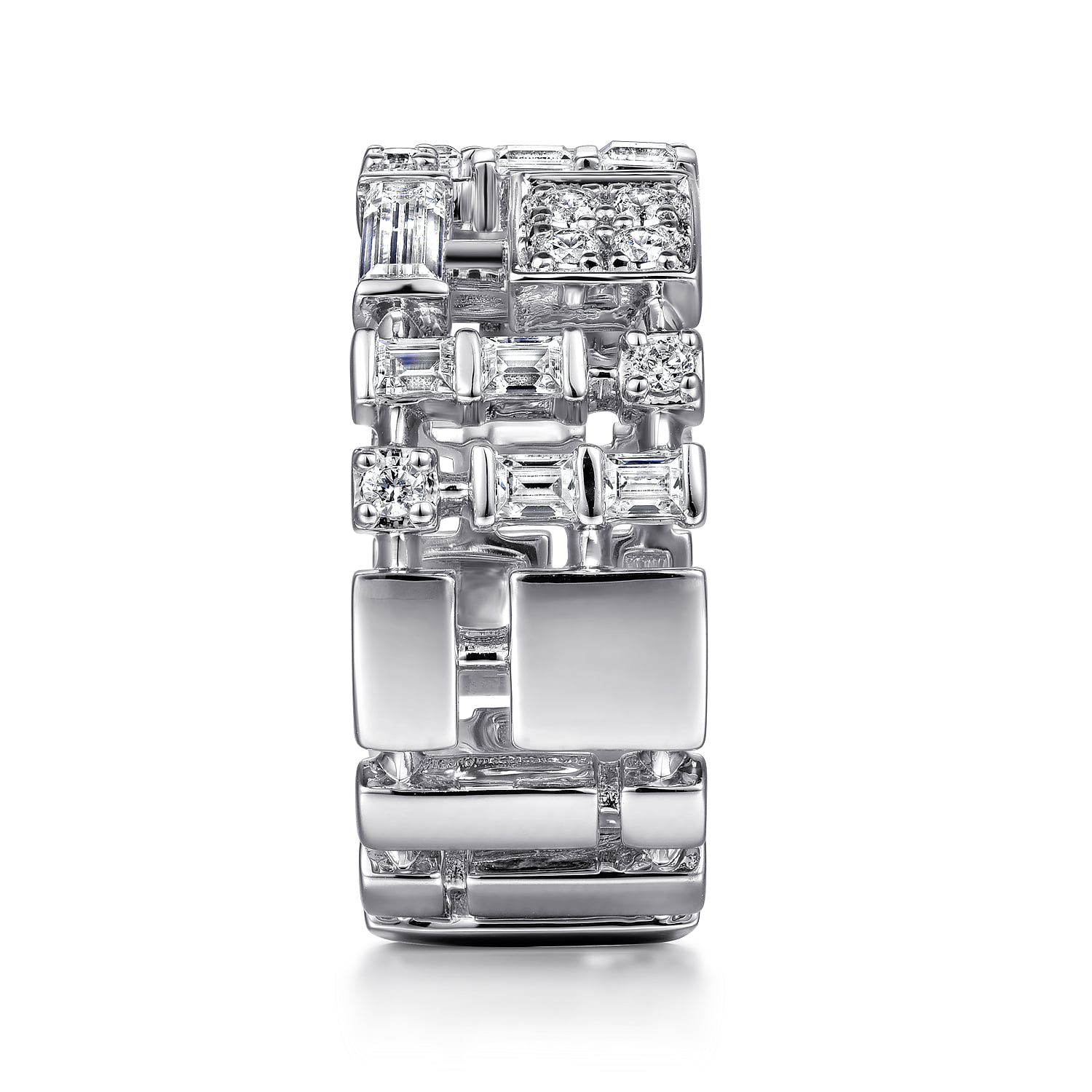 Diamond Wide Band Ring in 14K White Gold, photograph 4