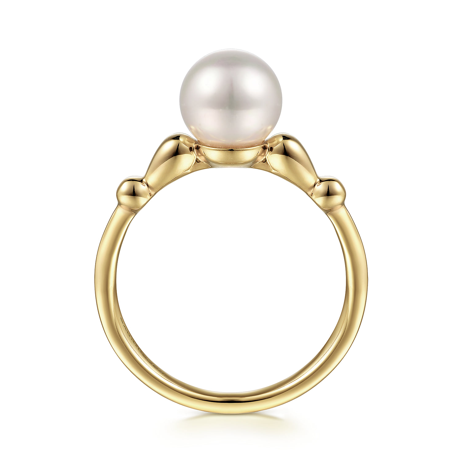 Pearl Bujukan Promise Ring in 14K Yellow Gold, photograph 2
