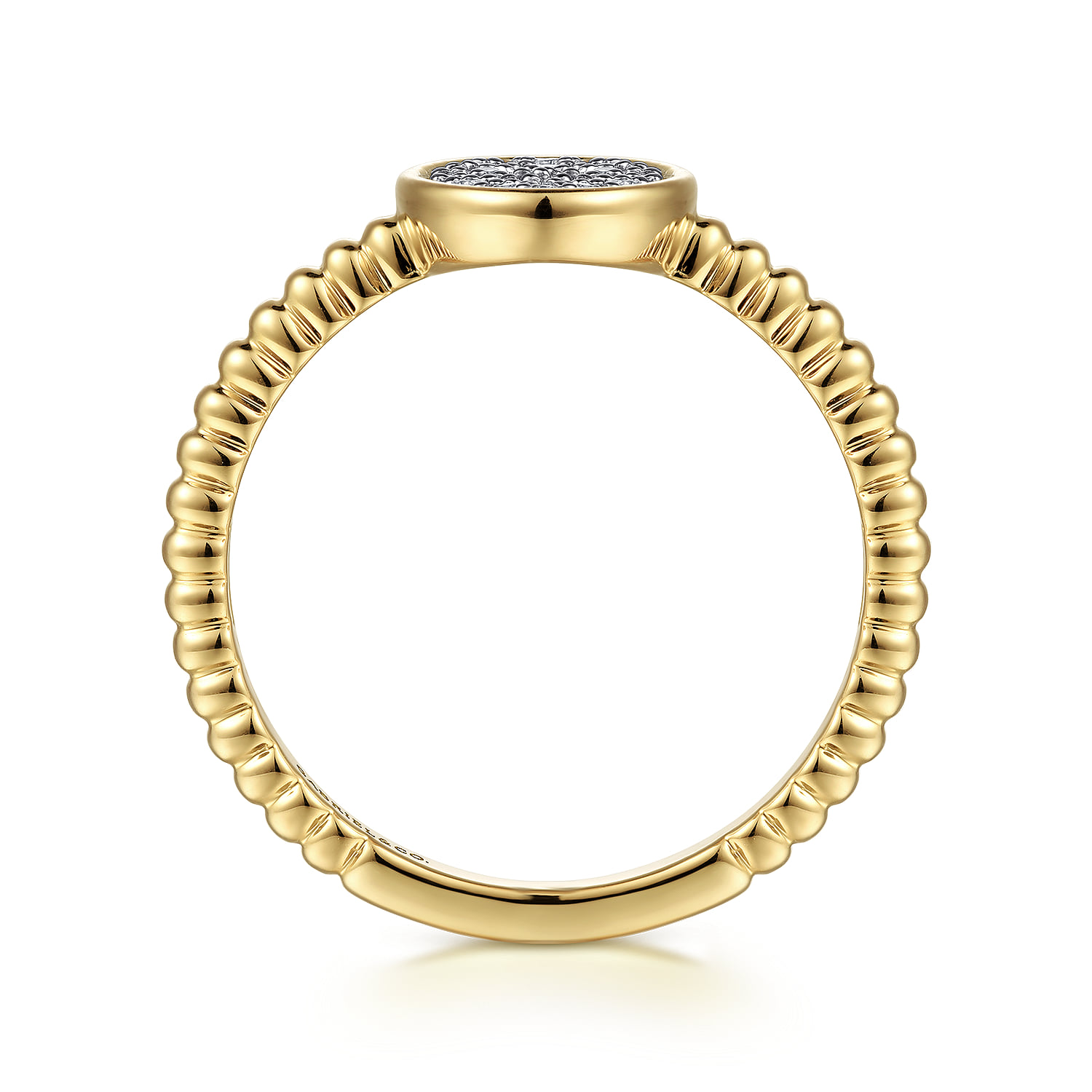 Bujukan Diamond Pave Signet Promise Ring in 14K Yellow Gold, photograph 2