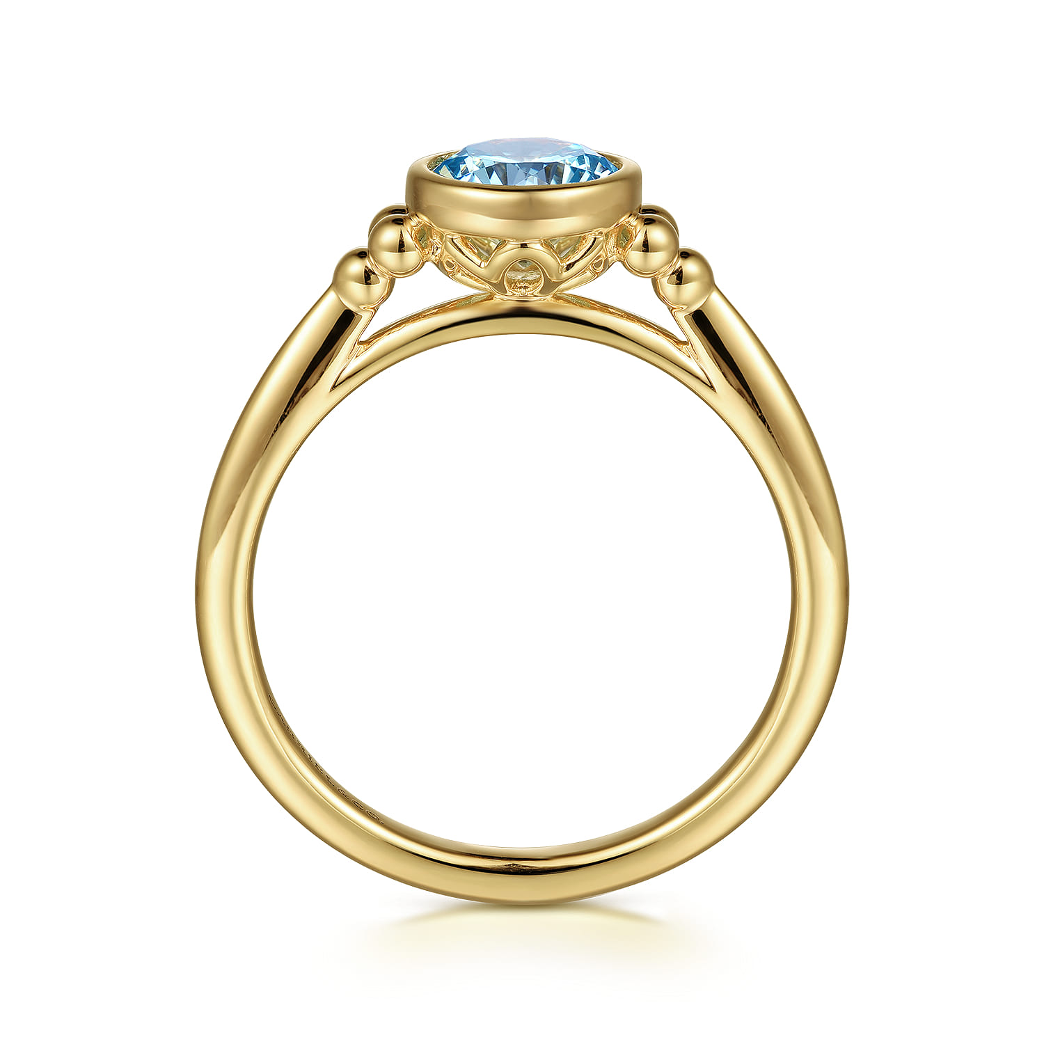 Blue Topaz Bujukan Promise Ring in 14K Yellow Gold, photograph 2