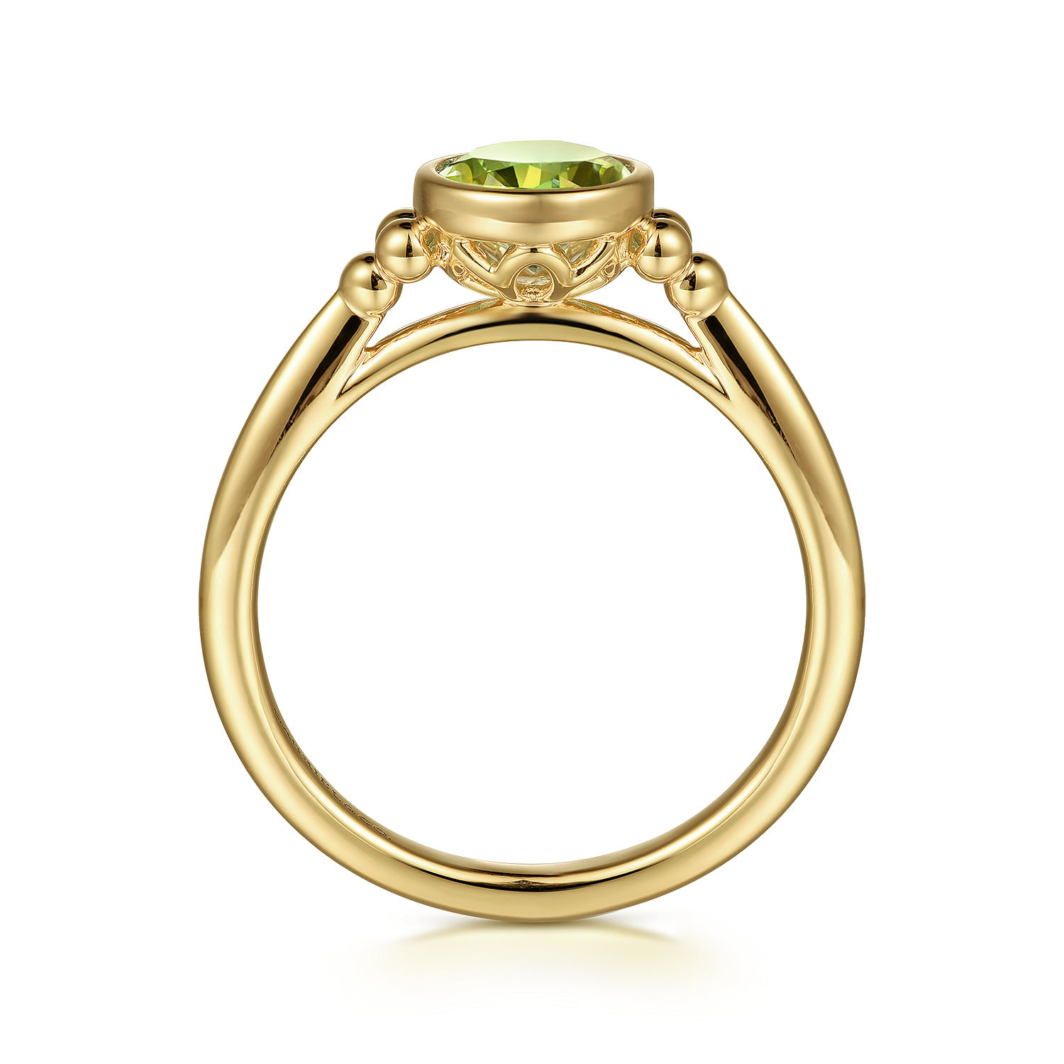 Peridot Bujukan Promise Ring in 14K Yellow Gold, photograph 2