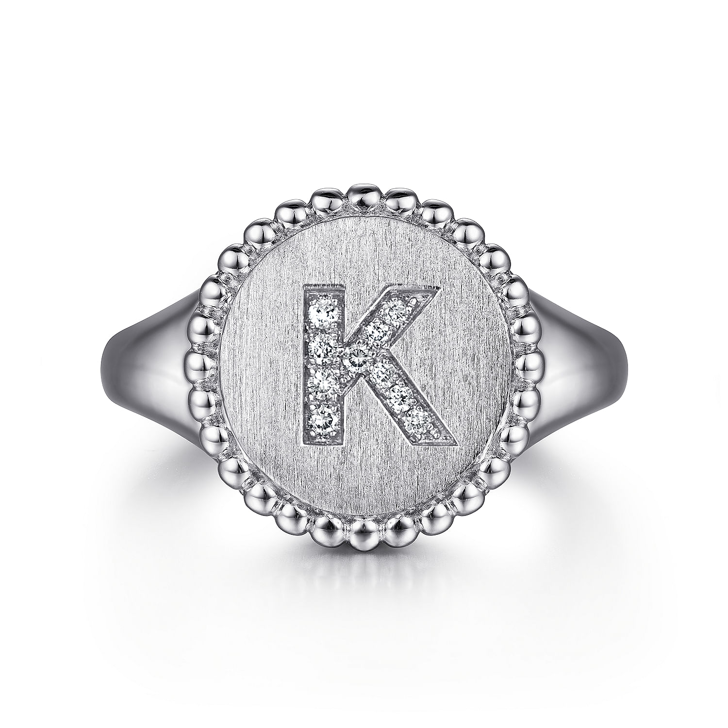 アクセサリー VINTAGE SILVER 925 CLOVER SIGNET RING 925 Sterling Silver Bujukan Diamond Initial K Signet Ring