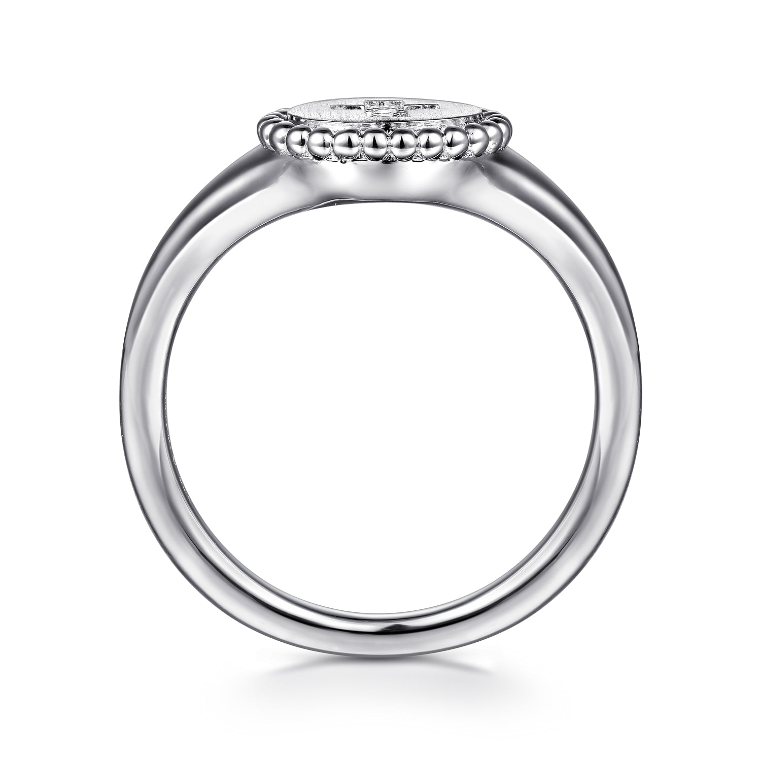 Bujukan Signet Ring with Diamond Cross in Sterling Silver, photograph 2