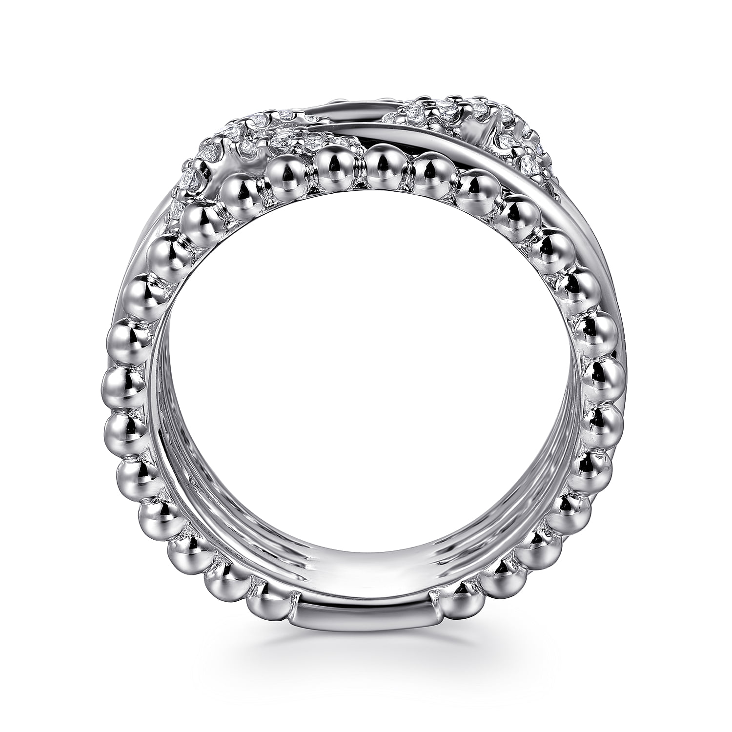 White Sapphire Multi Row Bujukan Easy Stackable Ring in Sterling Silver, photograph 2