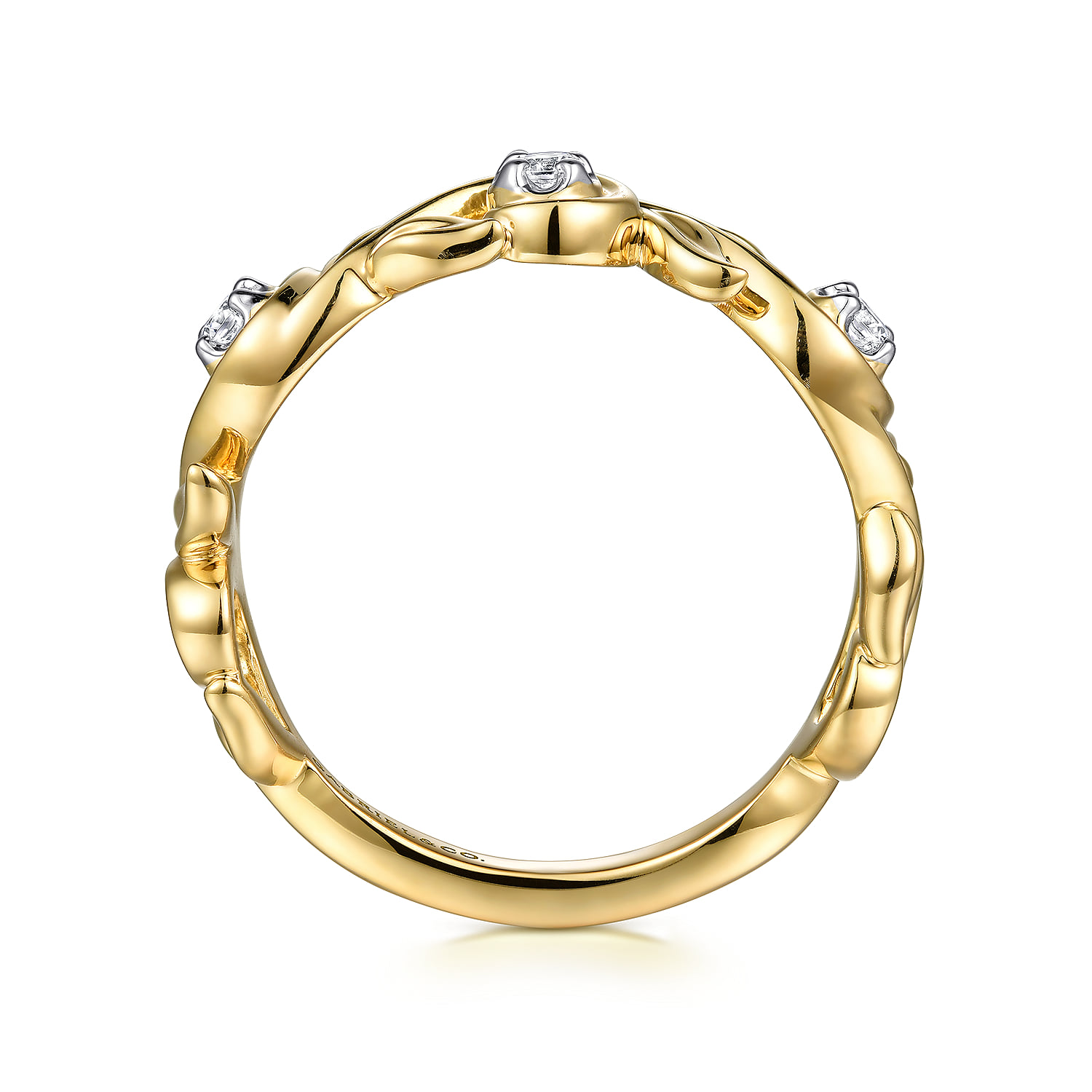Floral Diamond Stackable Ring in 14K Yellow Gold, photograph 2
