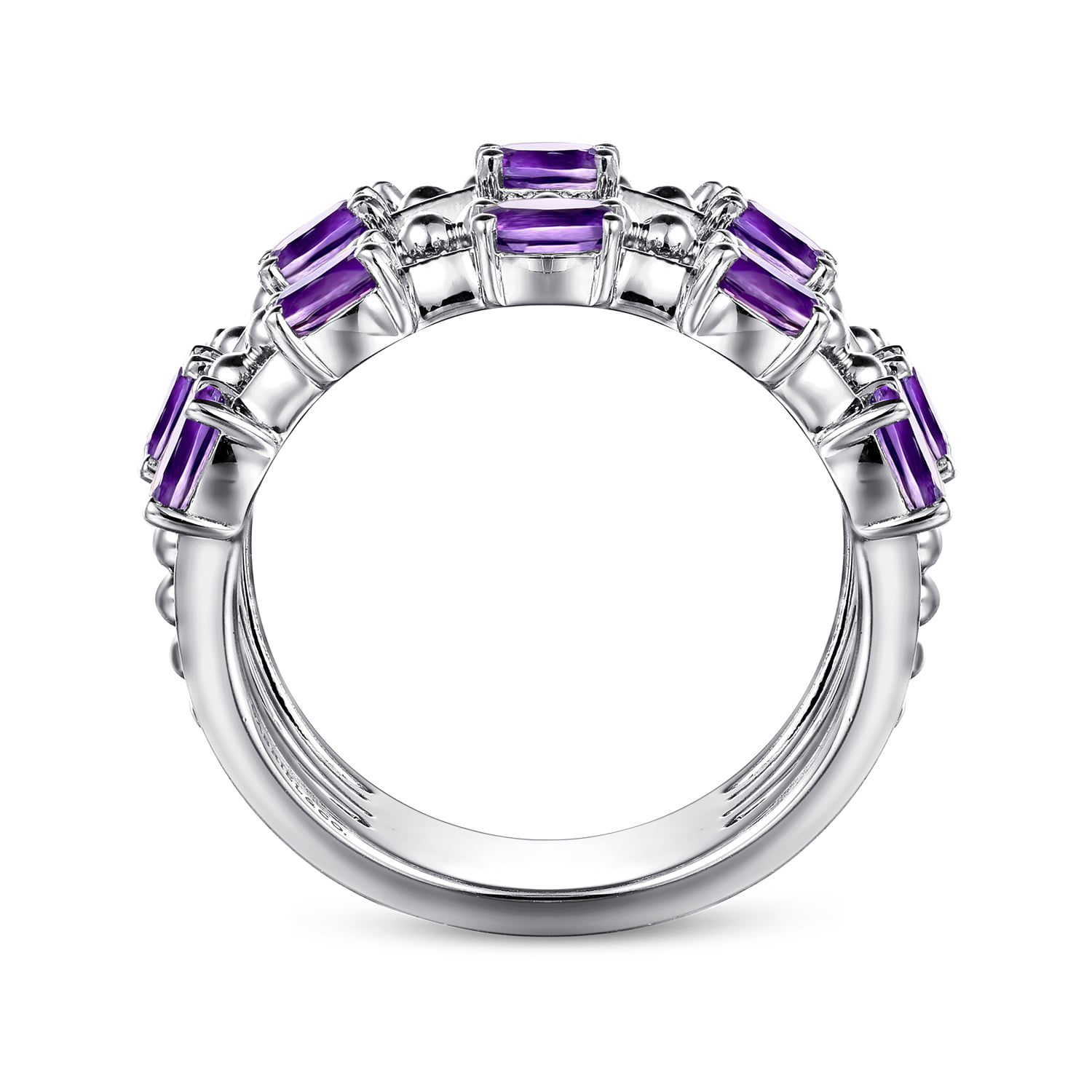 Bujukan Amethyst Easy Stackable Ring in Sterling Silver, photograph 2