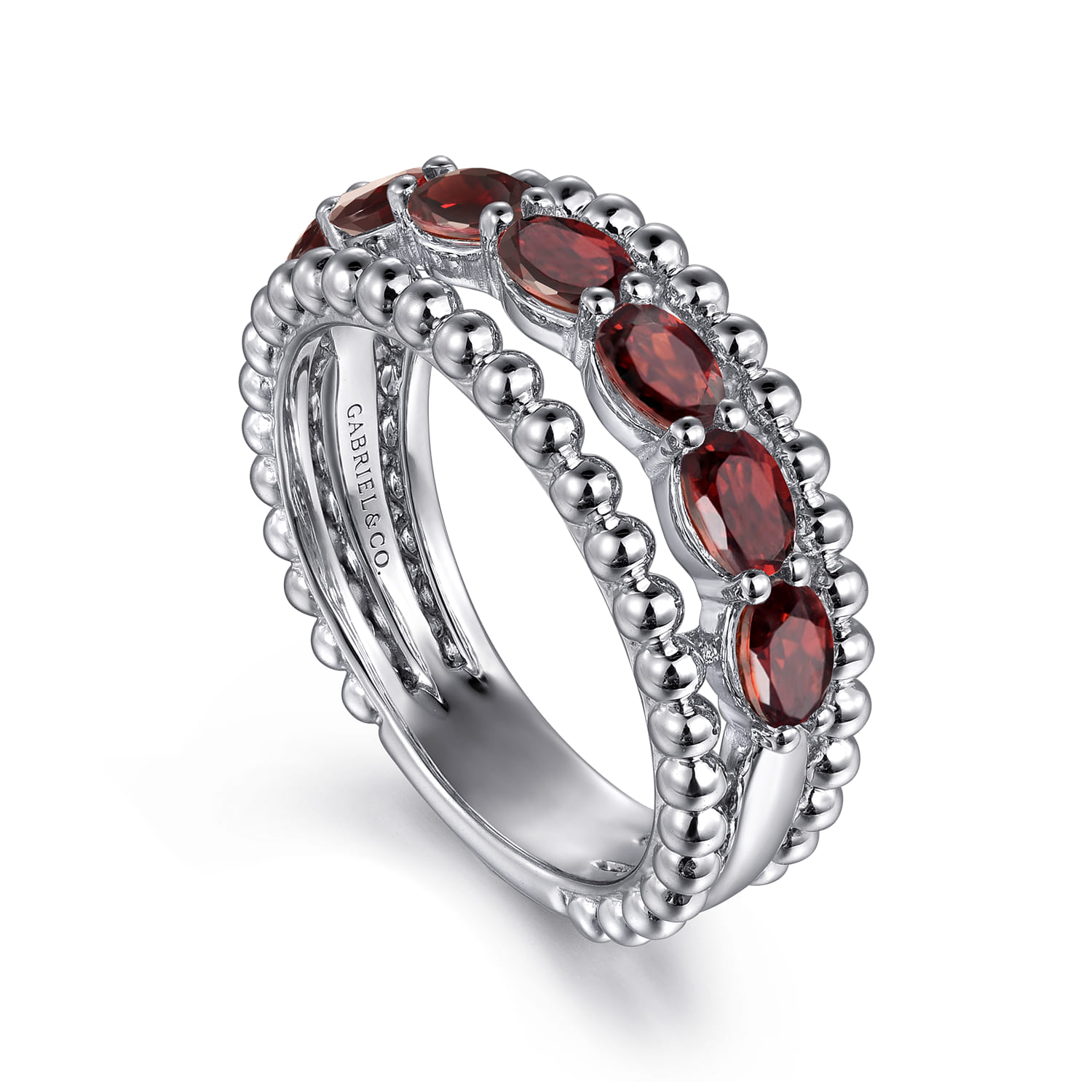 Bujukan Garnet Easy Stackable Ring in Sterling Silver, photograph 3