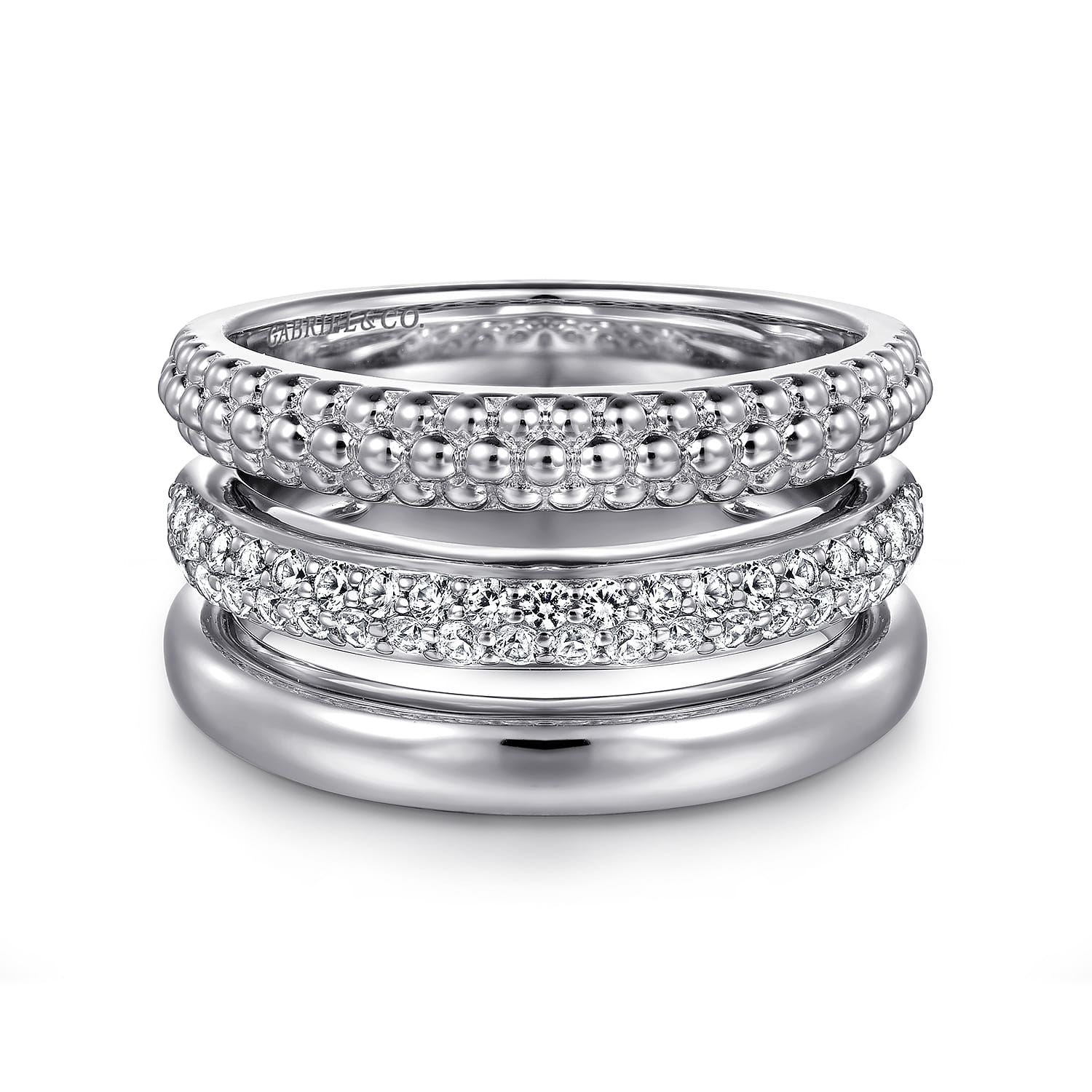 White Sapphire Bujukan Easy Stackable Ring in Sterling Silver