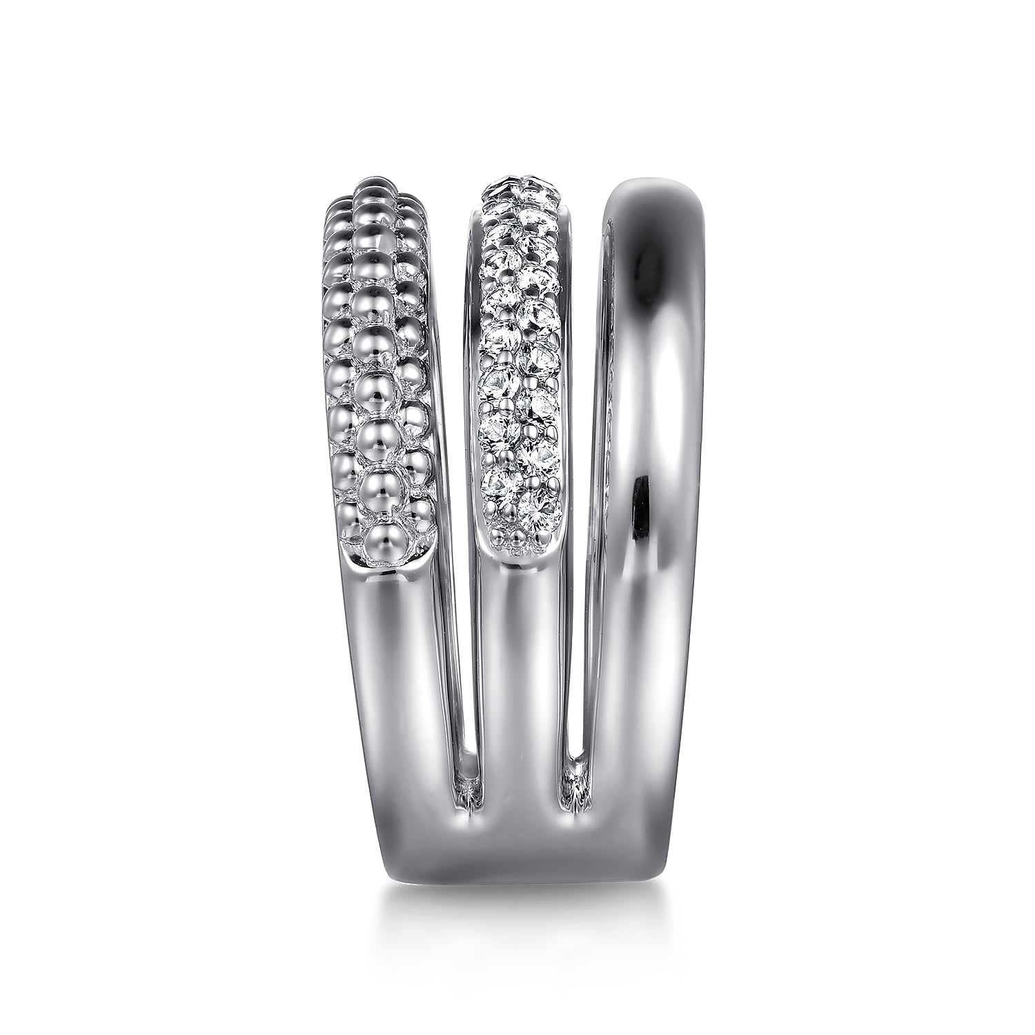 White Sapphire Bujukan Easy Stackable Ring in Sterling Silver, photograph 4