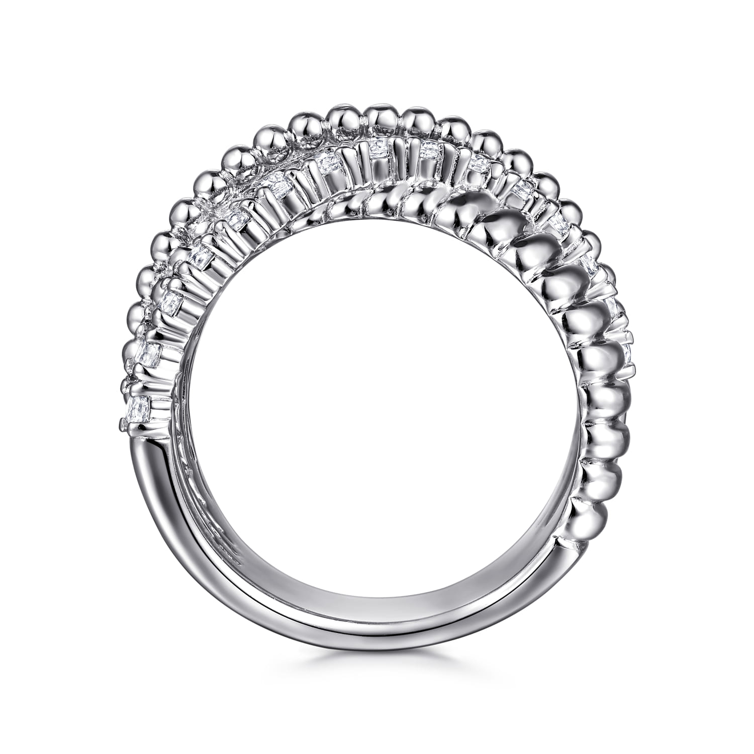 Bujukan White Sapphire Lady's Criss Cross Ring in Sterling Silver, photograph 2