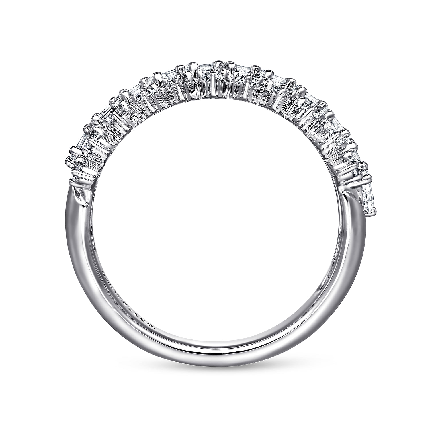 Diamond Baguette Wide Band Ring in 14K White Gold, photograph 2