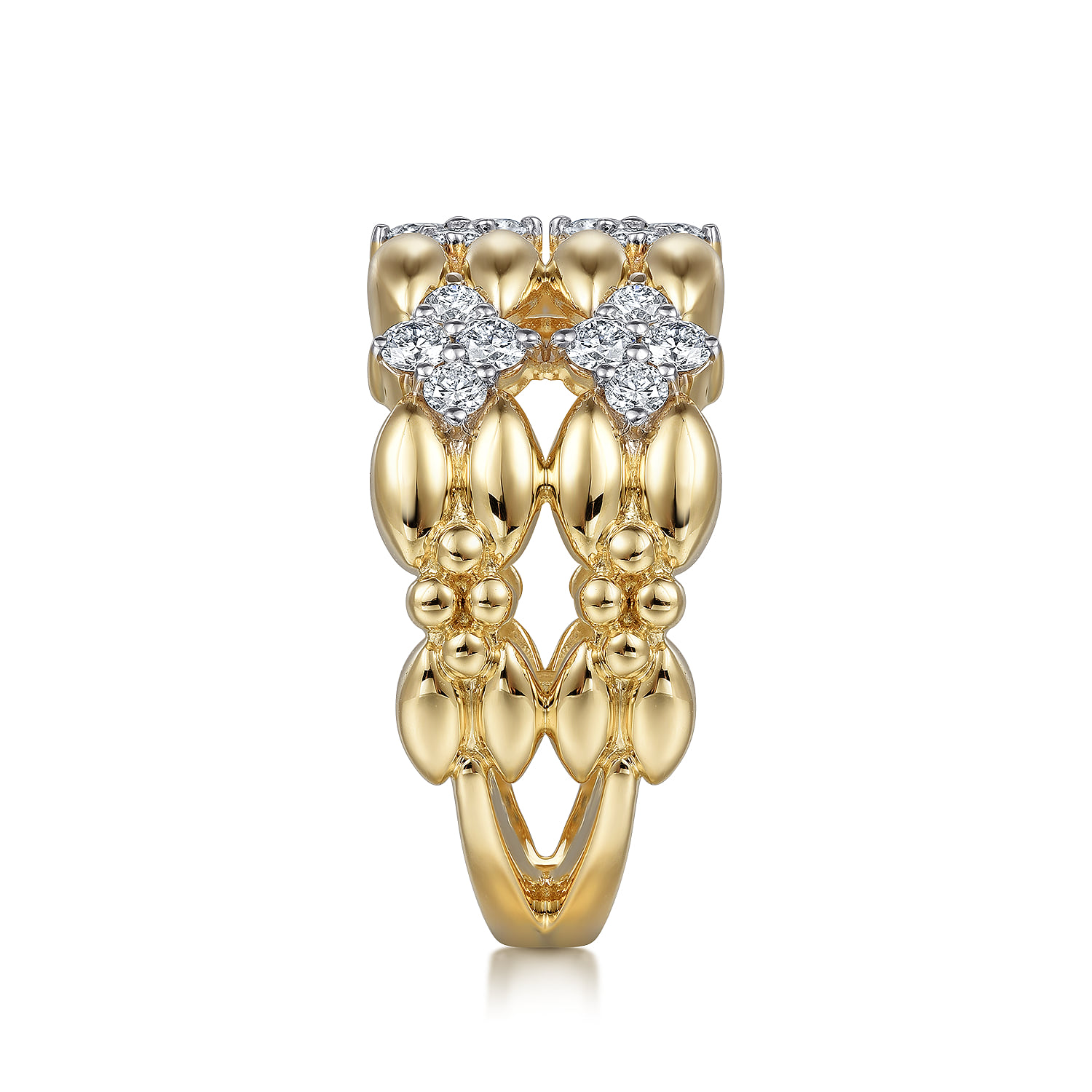 Diamond Wide Band Ring in 14K Yellow Gold, photograph 4