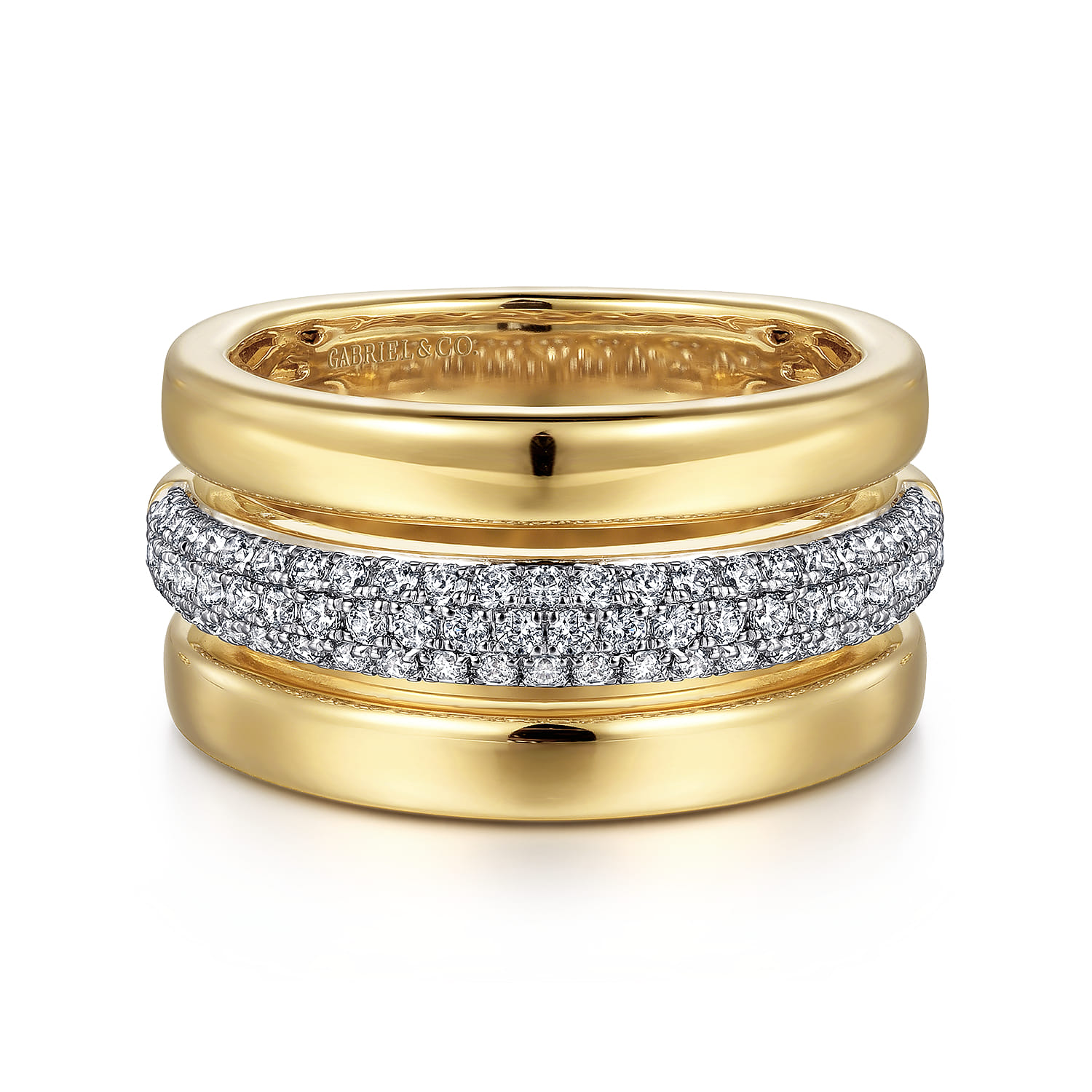 Pave Diamond Wide Band Ring in 14K Yellow Gold