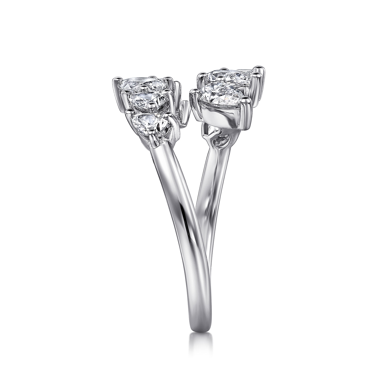 Diamond Bypass Ring in 18K White Gold, photograph 4