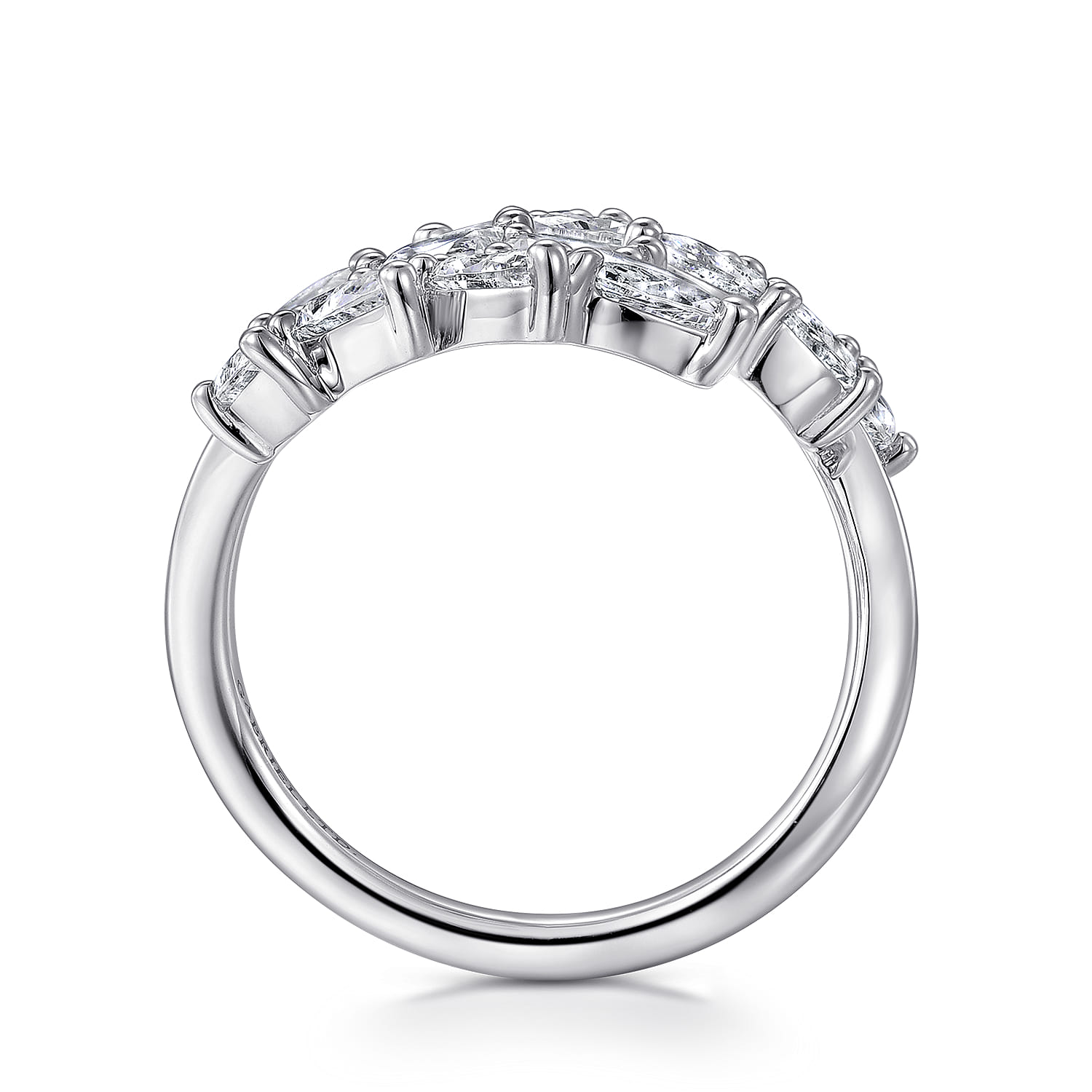 Diamond Bypass Ring in 18K White Gold, photograph 2