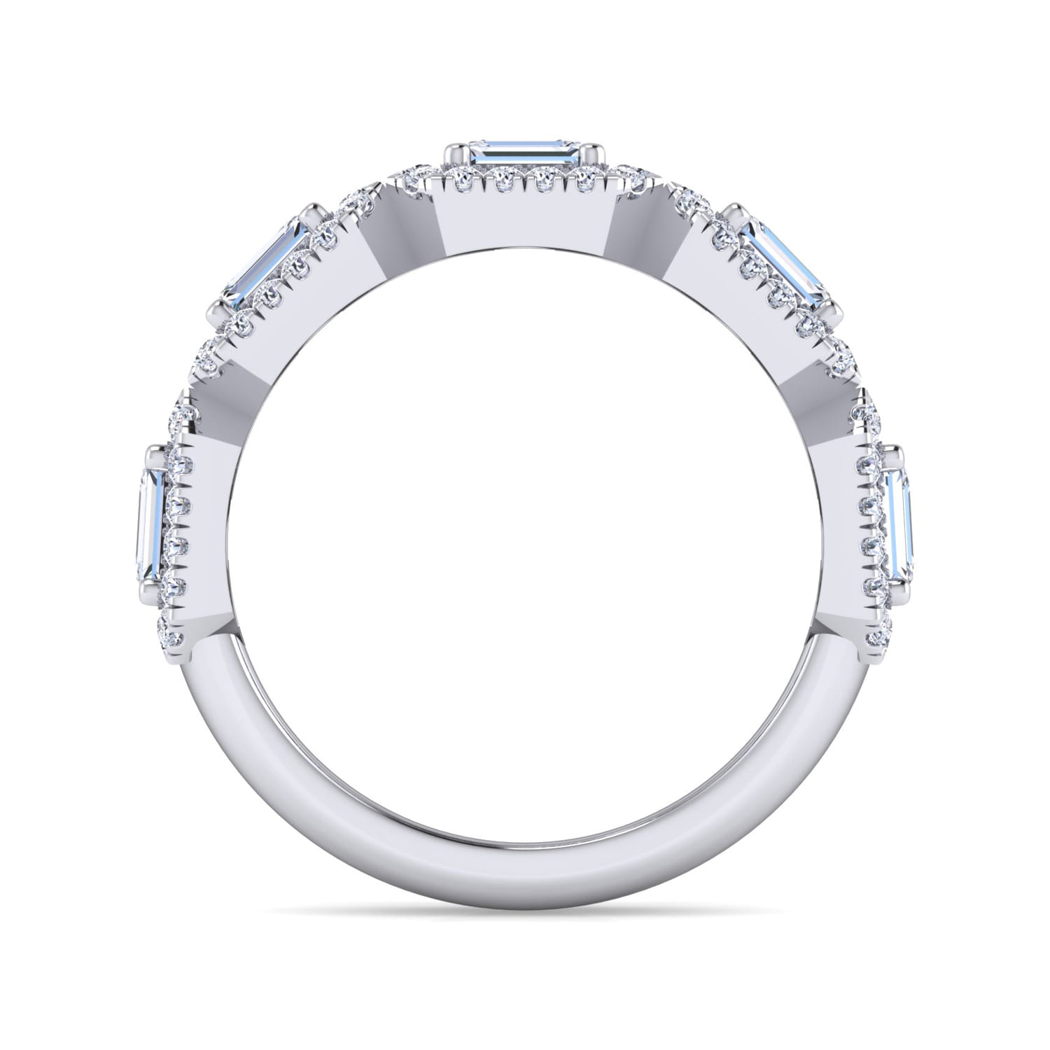 Diamond Wide Band Ring in 18K White Gold, photograph 2