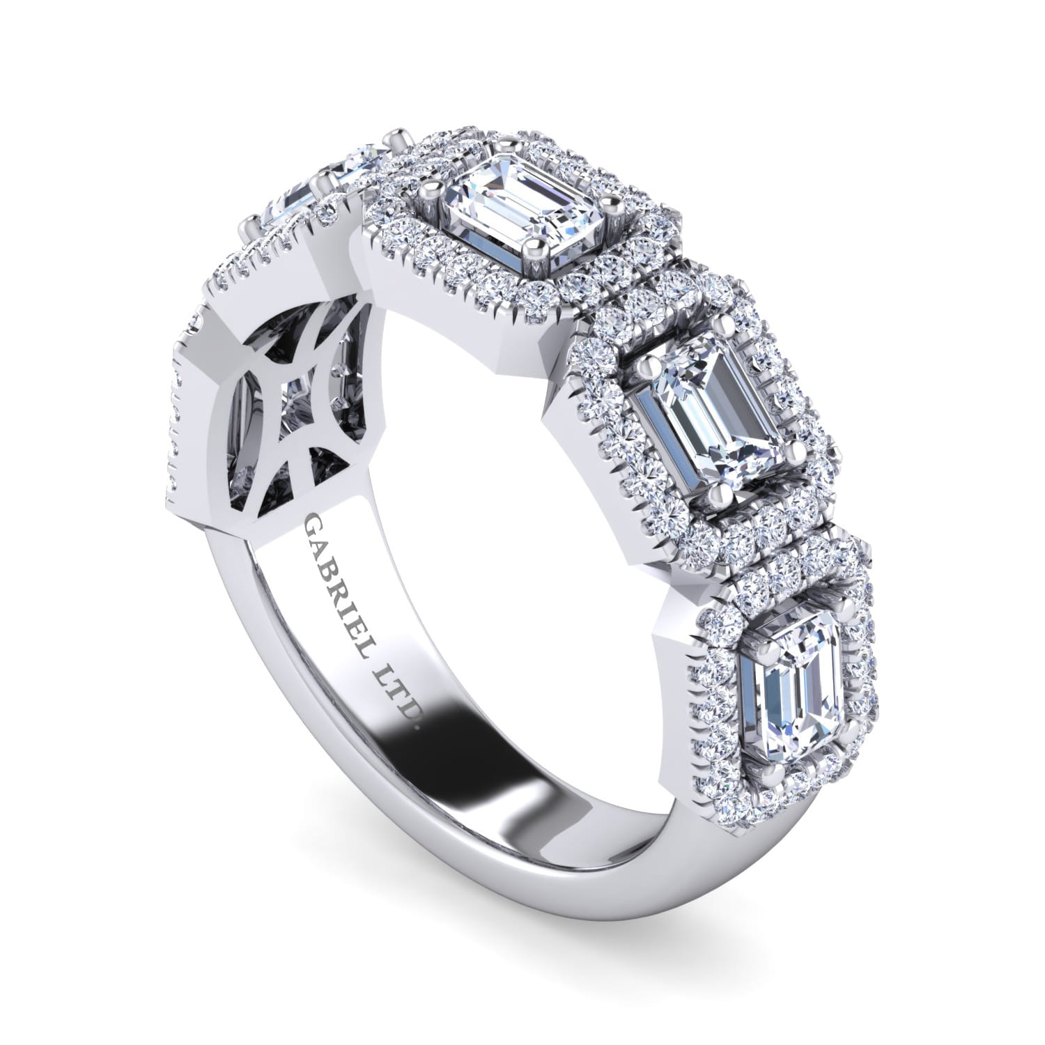 Diamond Wide Band Ring in 18K White Gold, photograph 3