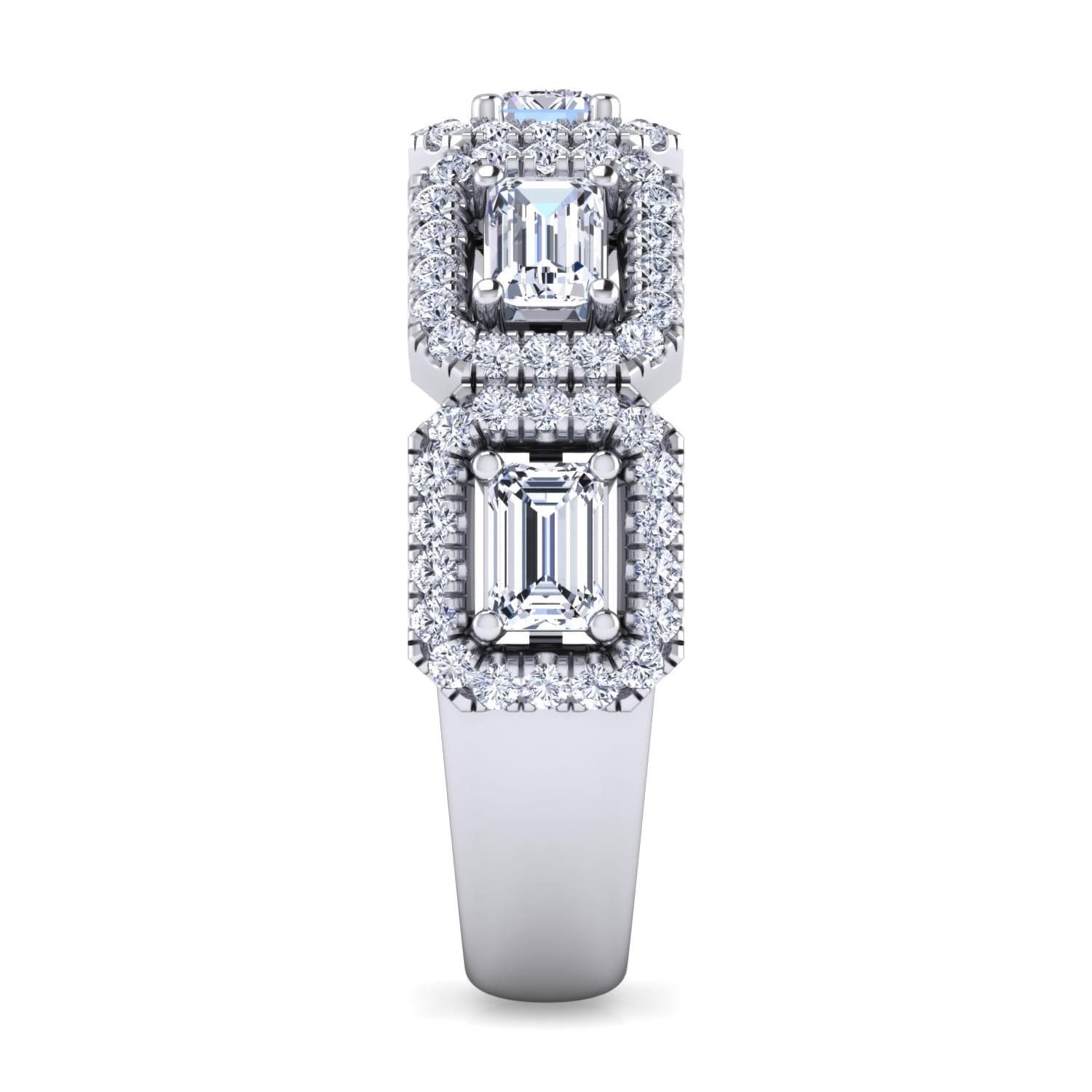 Diamond Wide Band Ring in 18K White Gold, photograph 4