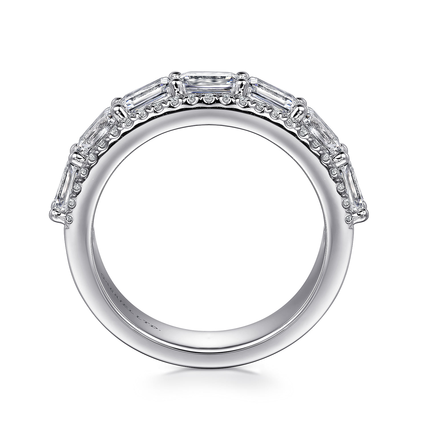 Diamond Wide Band Ring in 18K White Gold, photograph 2