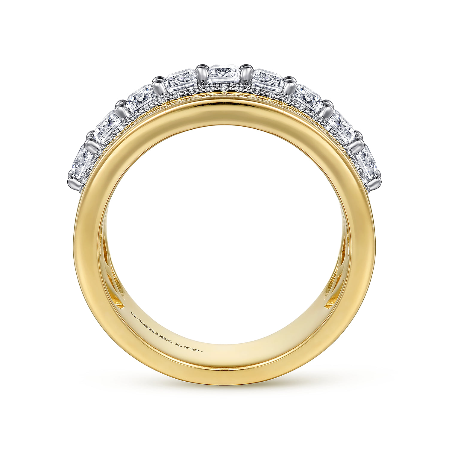 Diamond Wide Band Ring in 18K White/Yellow Gold, photograph 2