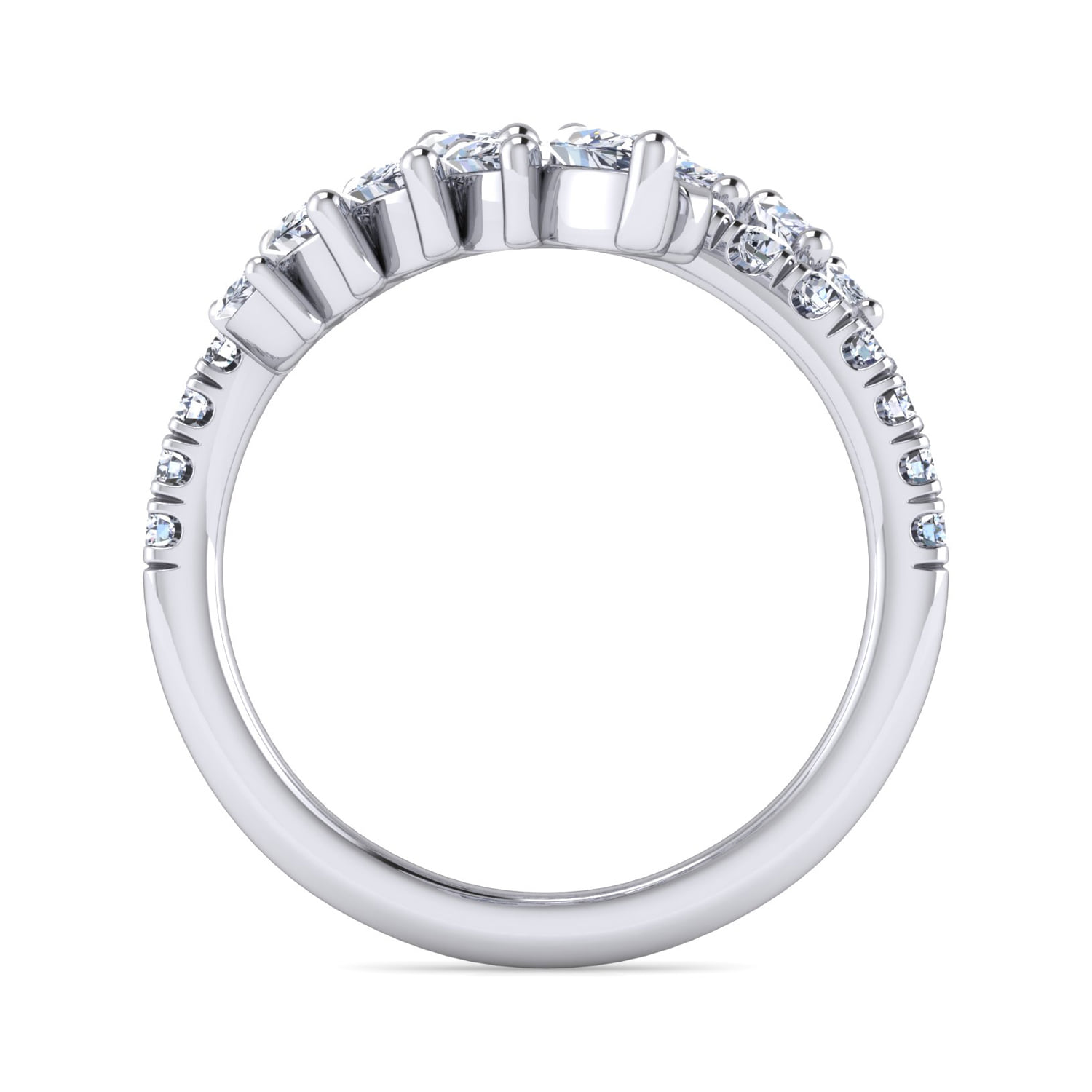 Diamond Bypass Ring in 18K White Gold, photograph 2