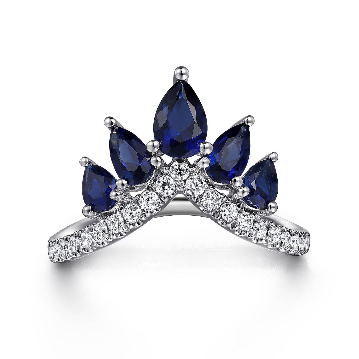 フローラEffy BLUE SAPPHIREダイヤモンドリボンリング14k 14K Yellow Gold Blue Sapphire and Diamond Flower Ring