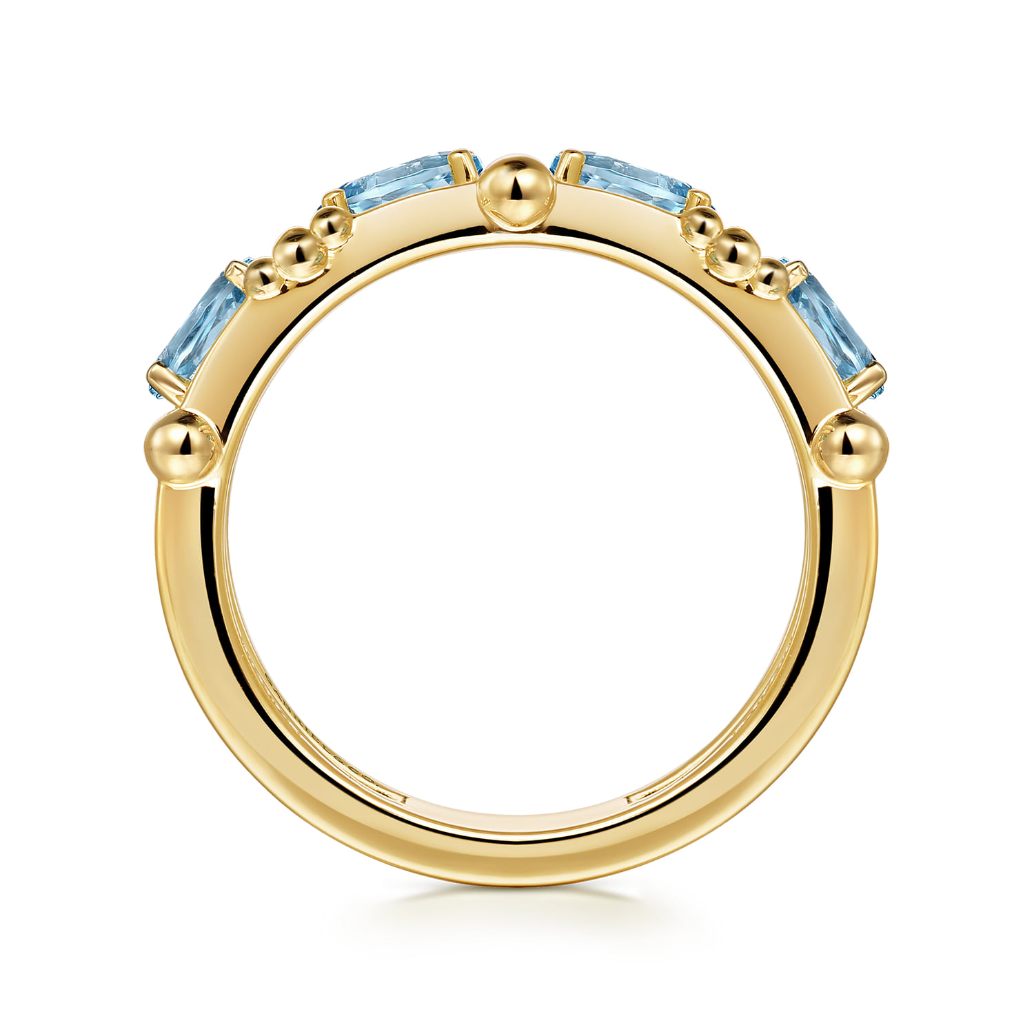 Blue Topaz Easy Stackable Ring in 14K Yellow Gold, photograph 2