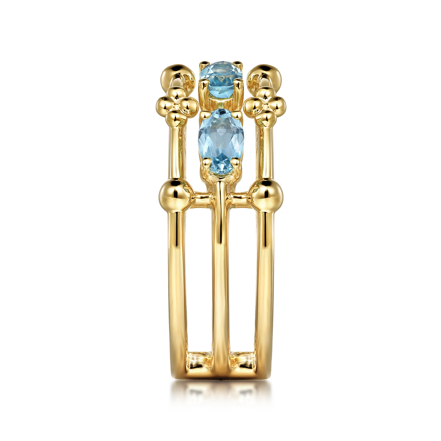 Blue Topaz Easy Stackable Ring in 14K Yellow Gold, photograph 4