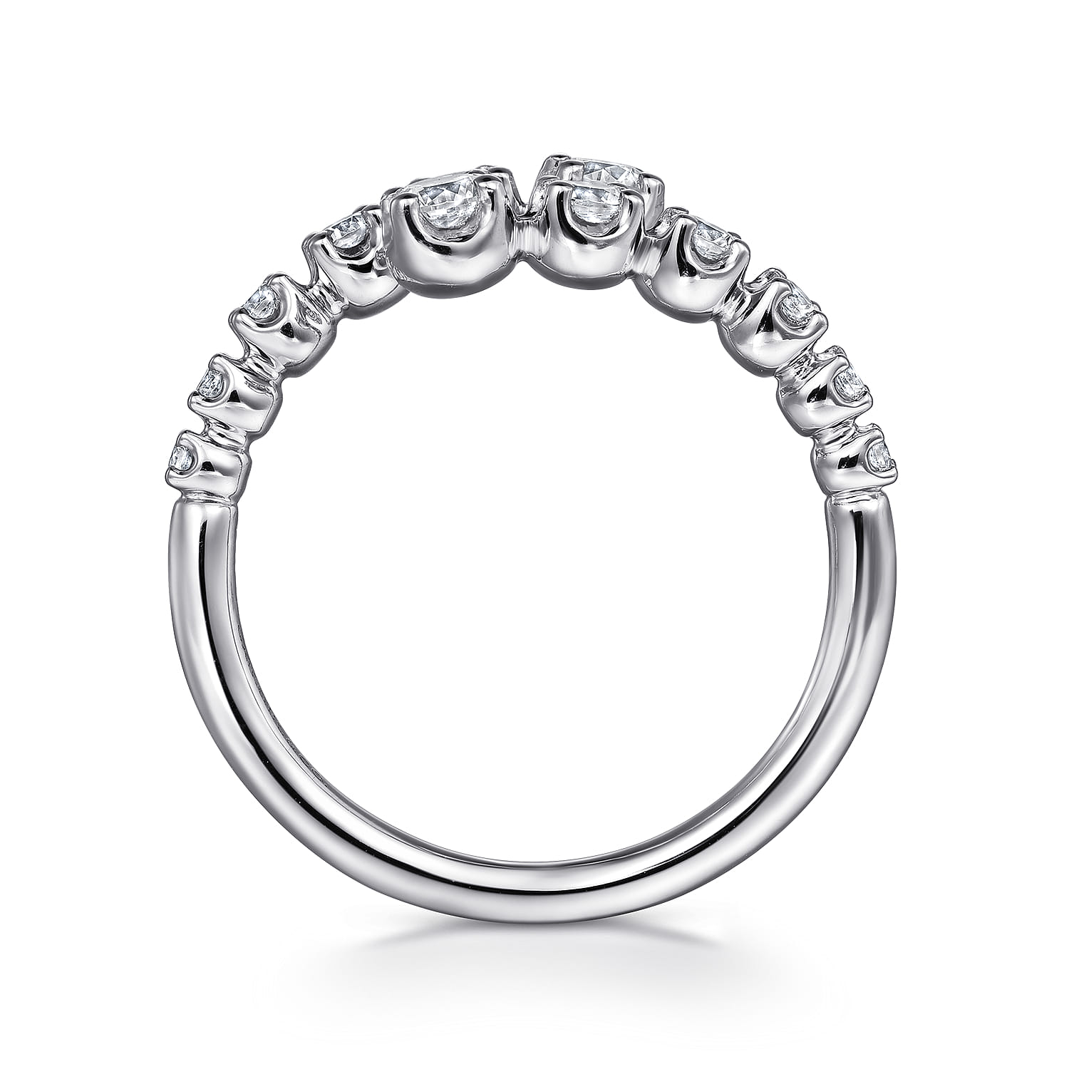 Diamond Bypass Ring in 14K White Gold, photograph 2